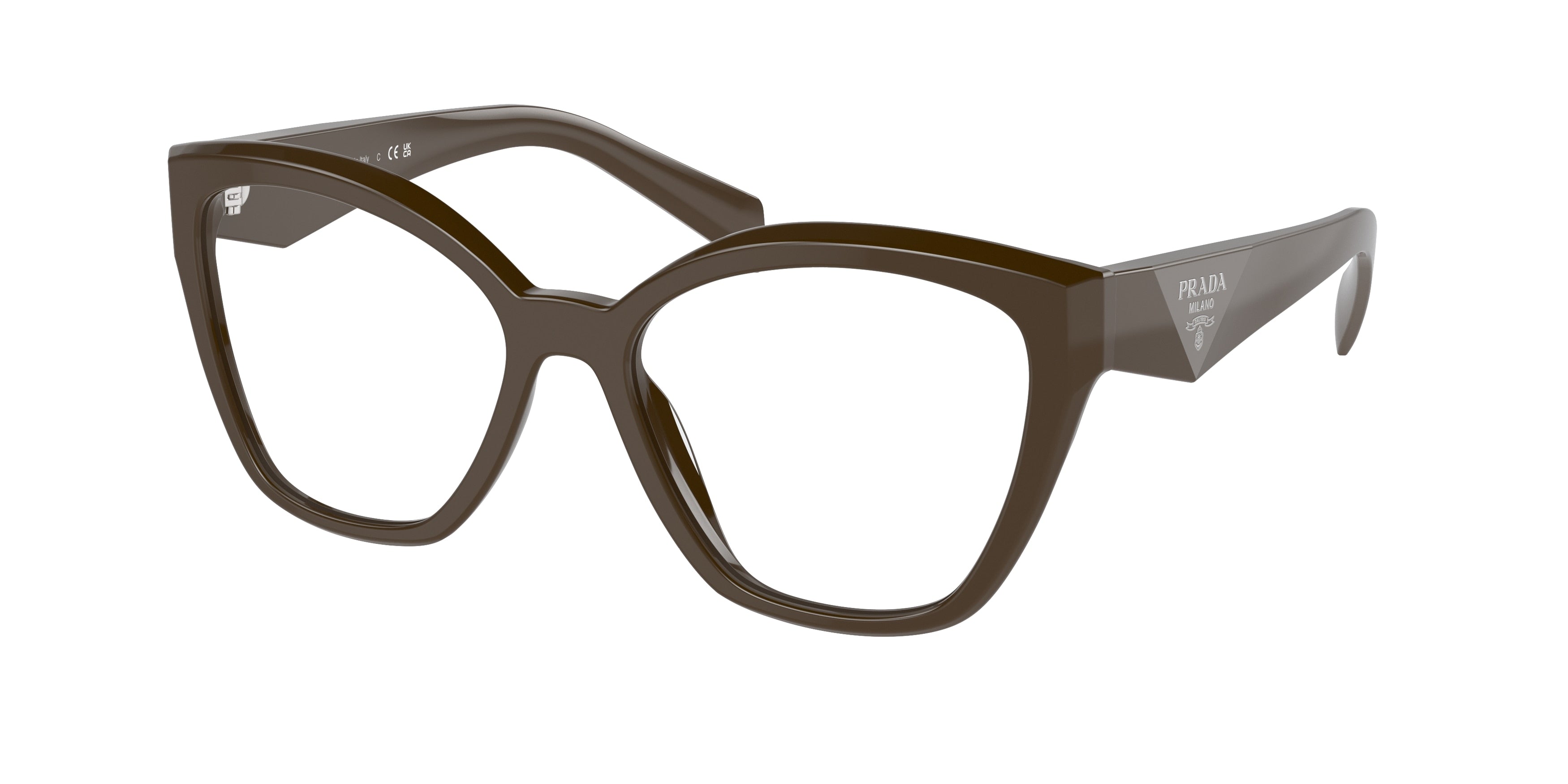 Prada PR20ZVF Irregular Eyeglasses  15L1O1-Loden 56-145-16 - Color Map Brown