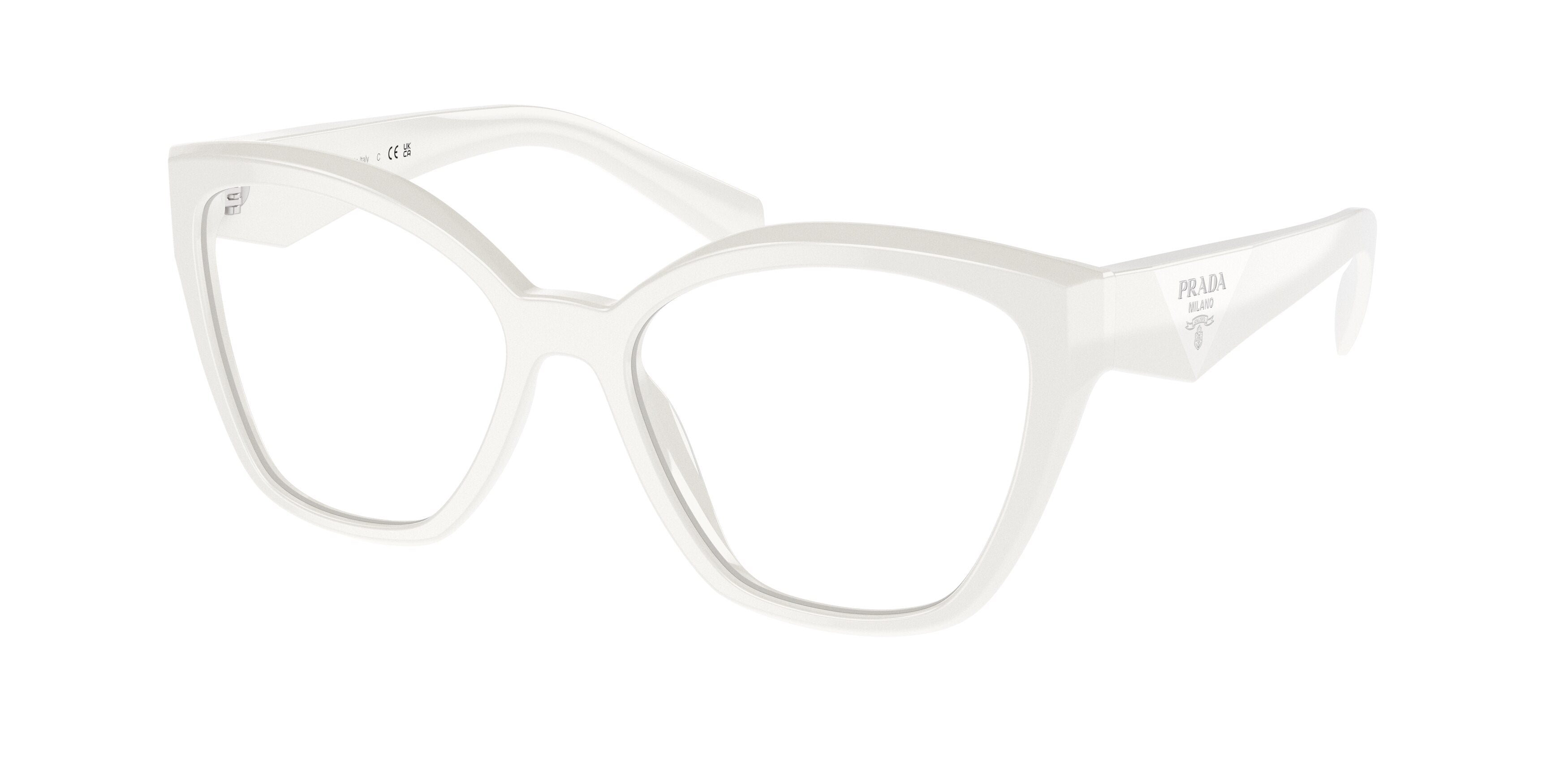 Prada PR20ZVF Irregular Eyeglasses  17K1O1-Black/White 56-145-16 - Color Map Black