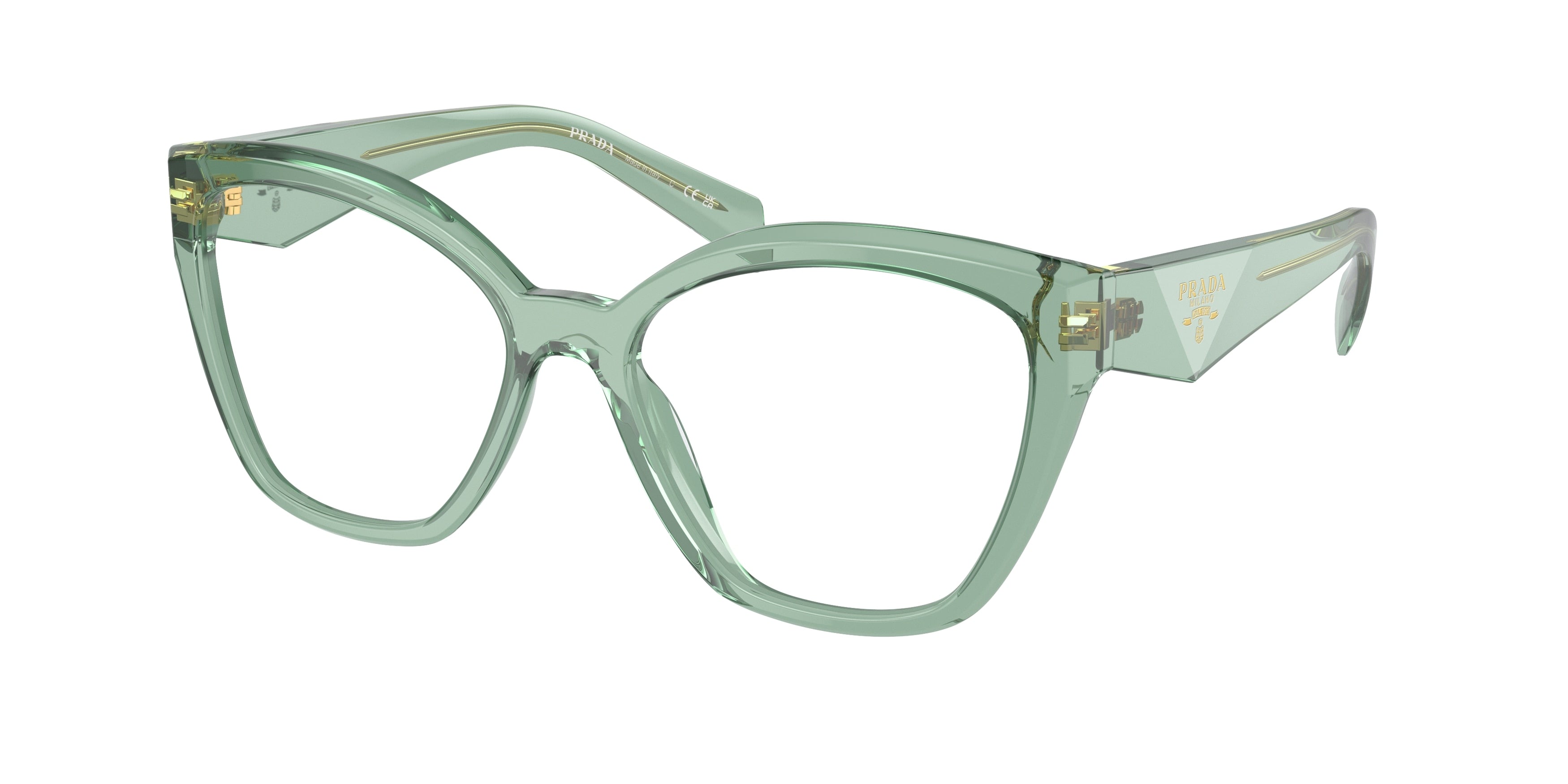 Prada PR20ZV Irregular Eyeglasses  11R1O1-Transparent Sage 52-145-17 - Color Map Green