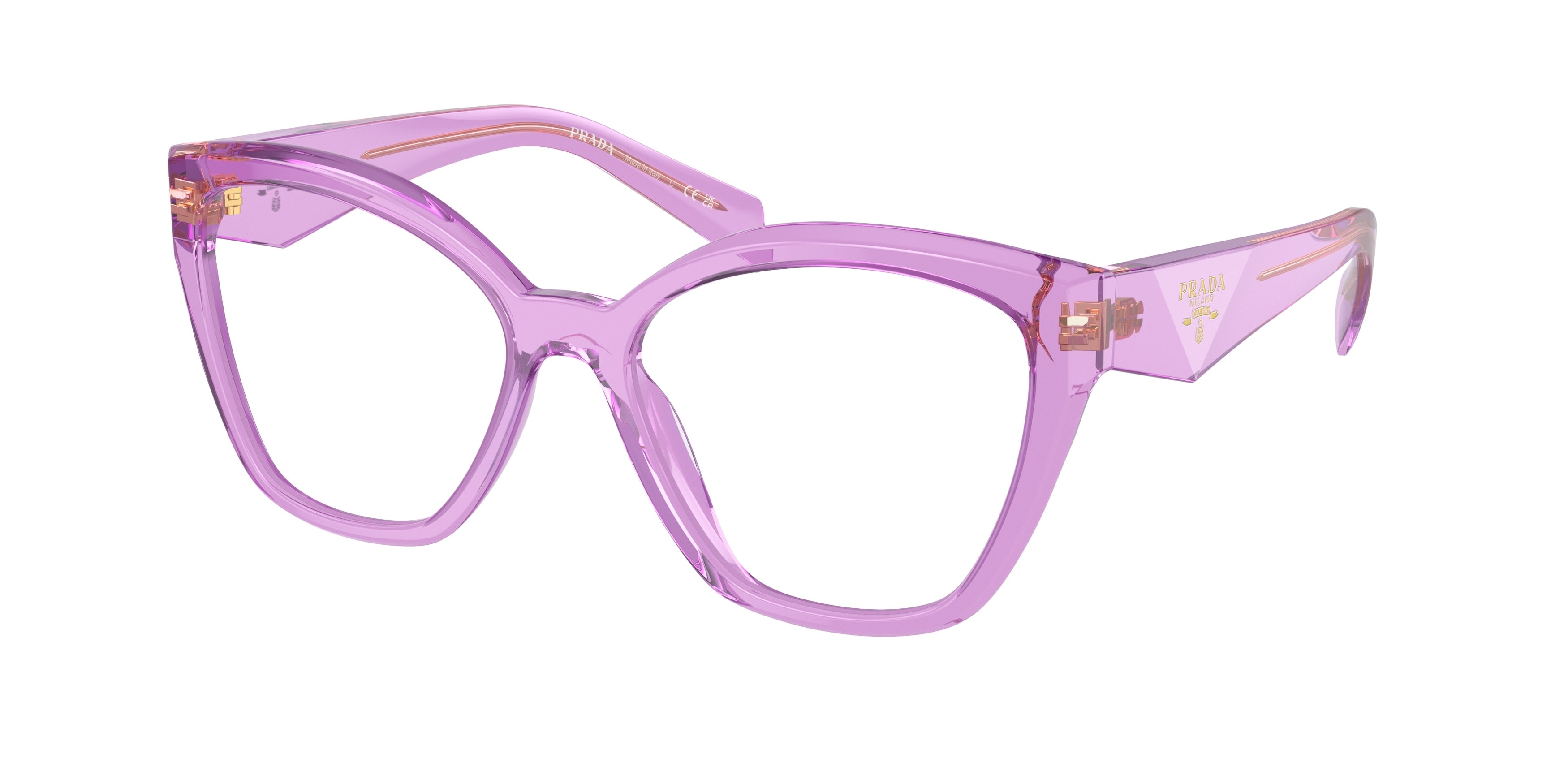 Prada PR20ZV Irregular Eyeglasses  13R1O1-Transparent Amethyst 54-145-17 - Color Map Violet