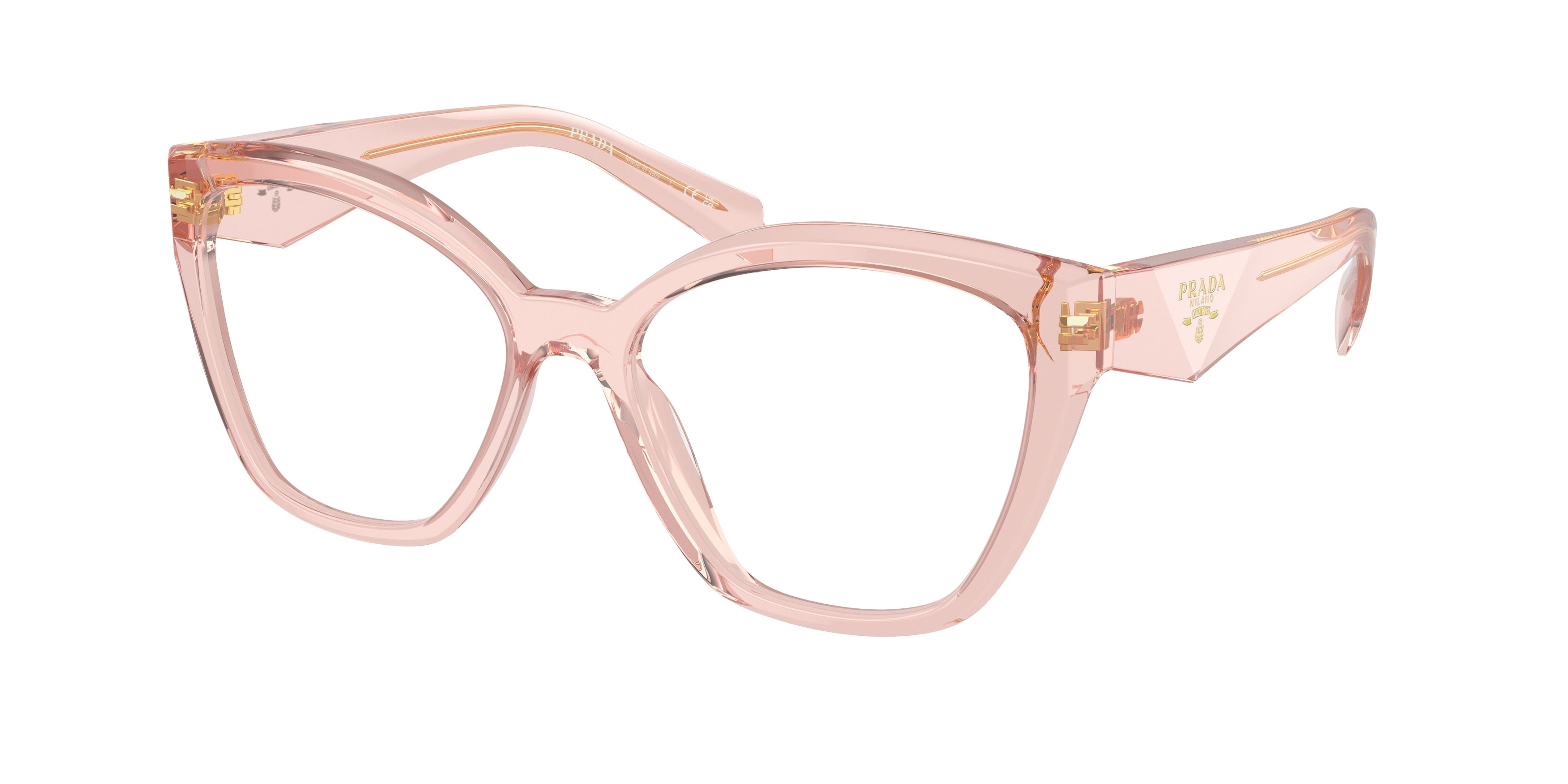Prada PR20ZV Irregular Eyeglasses  19Q1O1-Transparent Peach 54-145-17 - Color Map Pink