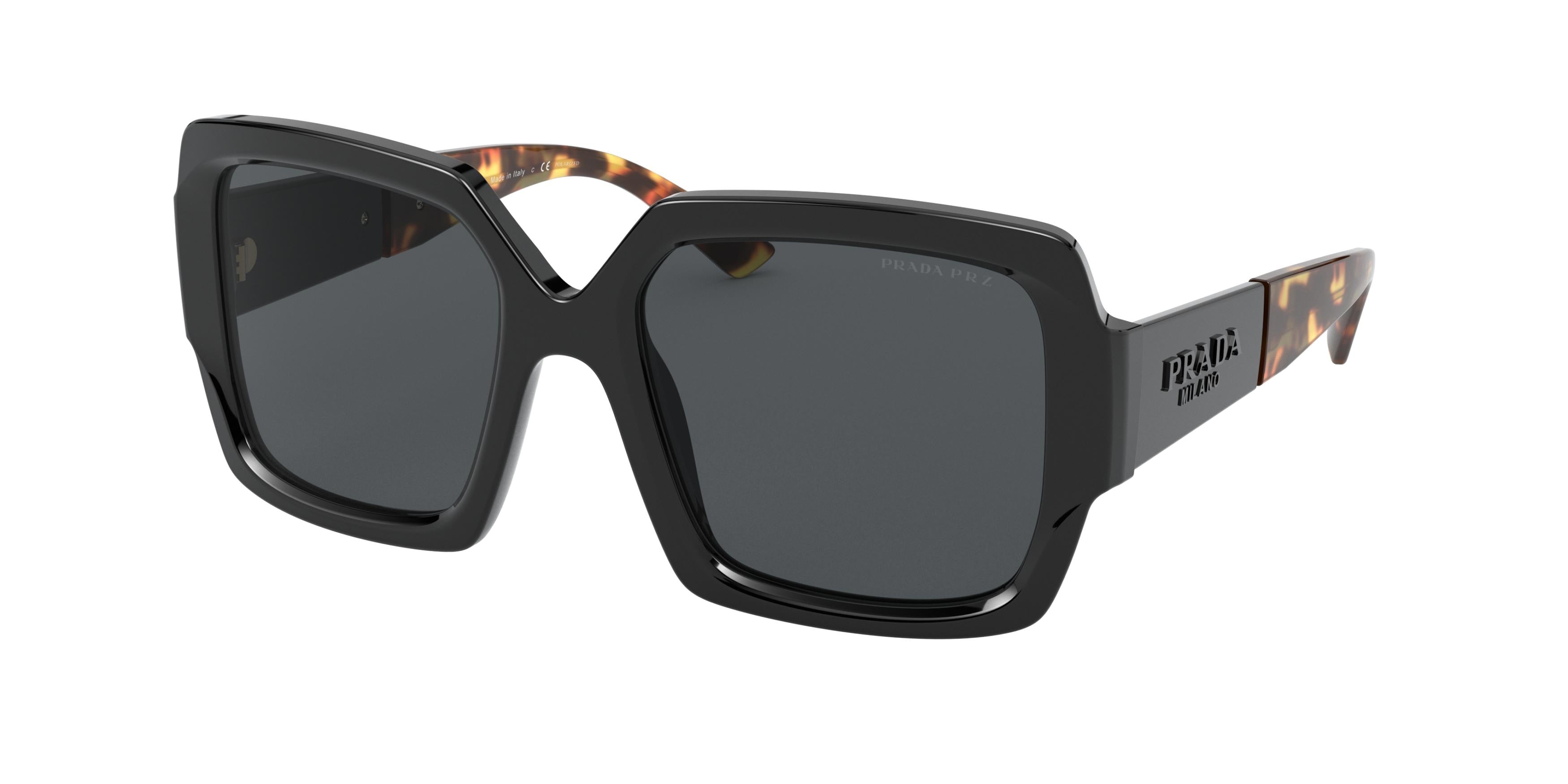 Prada PR21XS Rectangle Sunglasses  1AB5Z1-Black 54-140-19 - Color Map Black