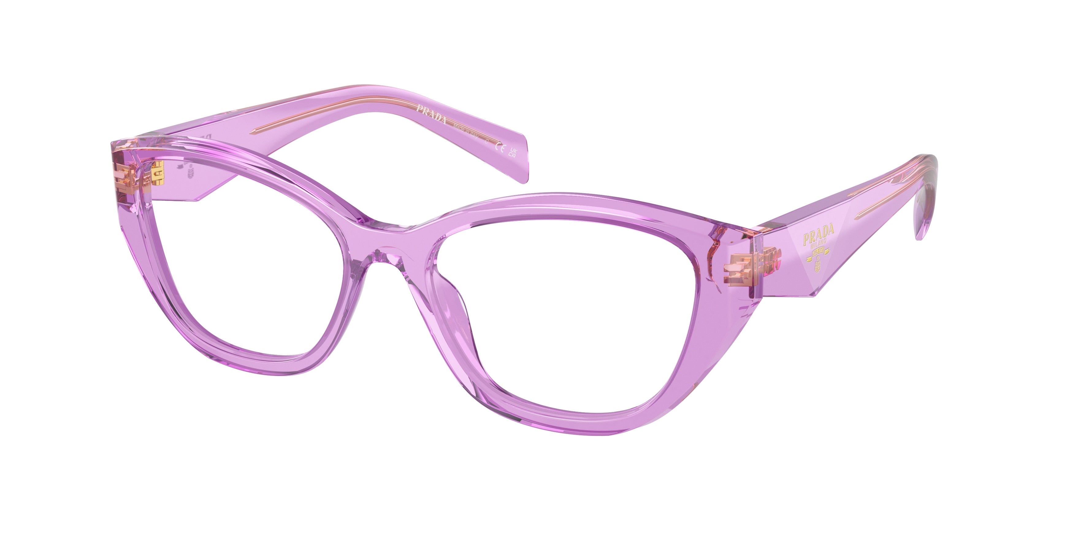 Prada PR21ZV Irregular Eyeglasses  13R1O1-Transparent Amethyst 53-145-17 - Color Map Violet