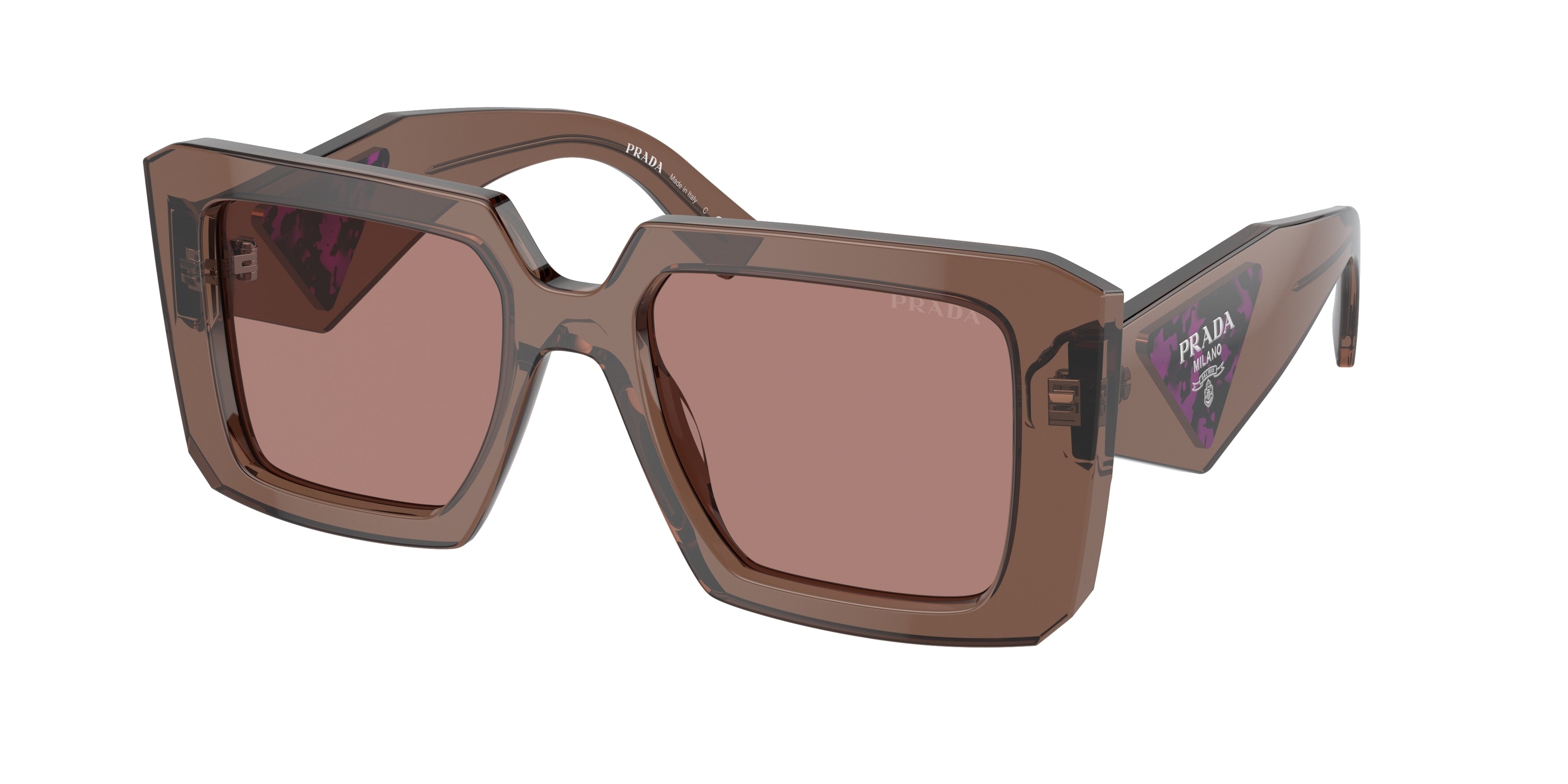 Prada PR23YS Square Sunglasses  17O60B-Brown Transparent 51-140-19 - Color Map Brown