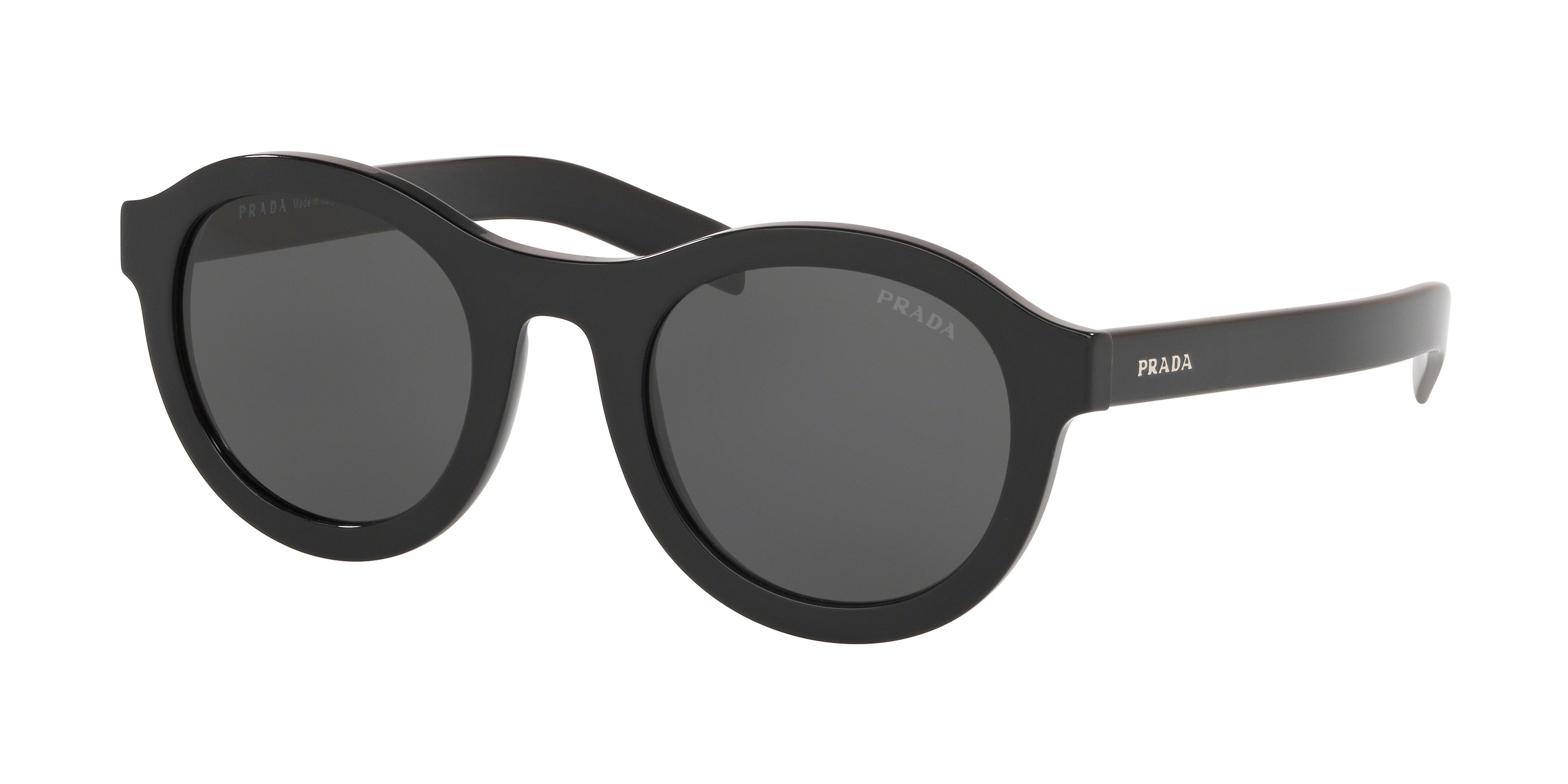 Prada CONCEPTUAL PR24VS Round Sunglasses  1AB5S0-Black 49-145-23 - Color Map Black