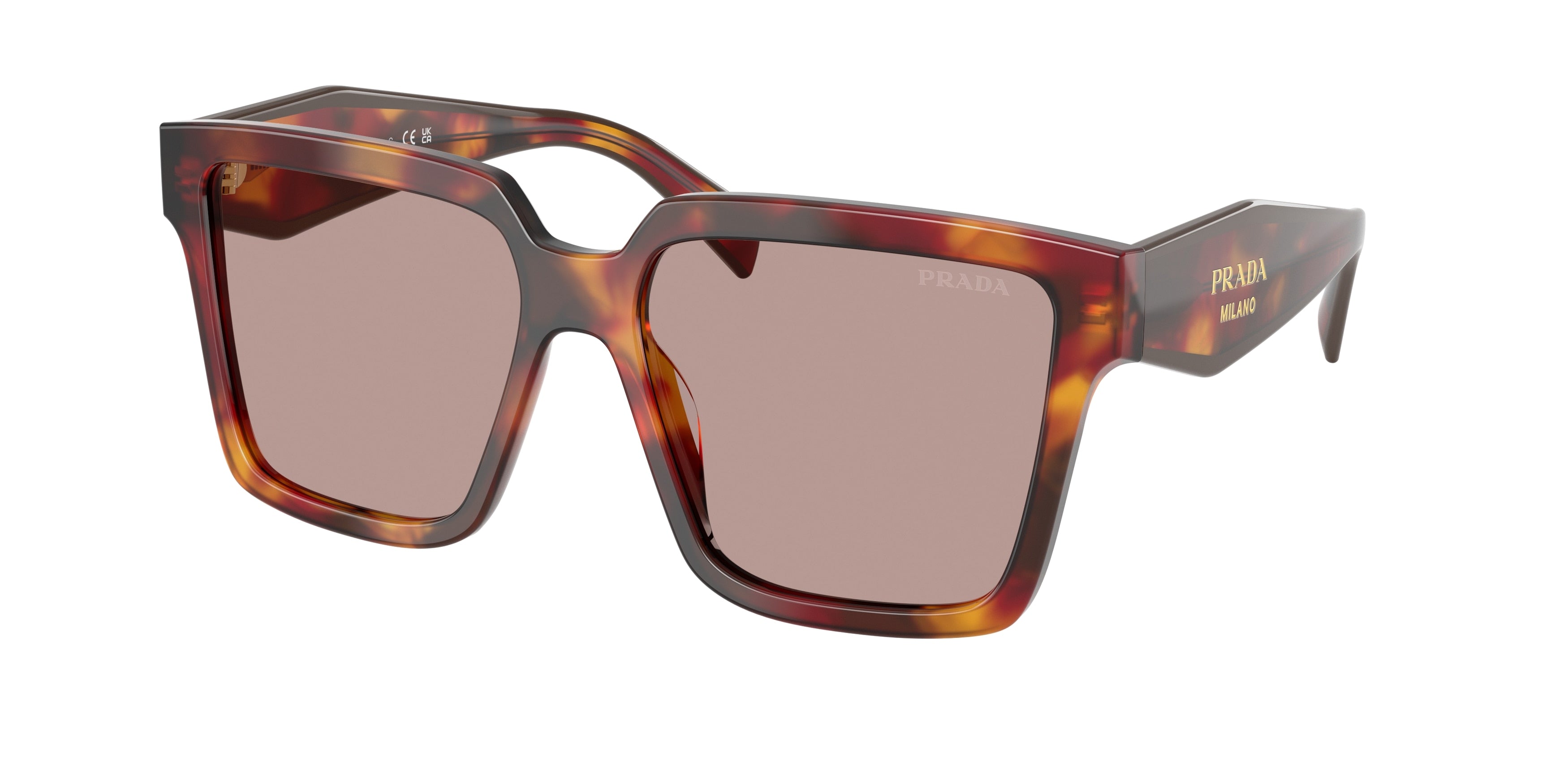 Prada PR24ZSF Square Sunglasses  22A20I-Poppy Tortoise 57-140-14 - Color Map Tortoise