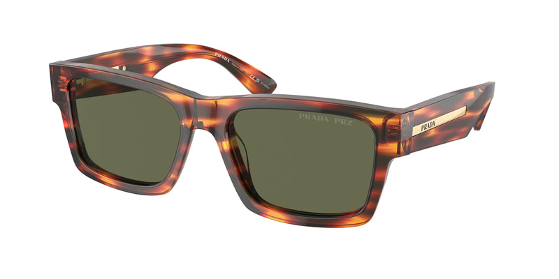 Prada PR25ZS Rectangle Sunglasses  16S03R-Striped Briar Tortoise 56-140-18 - Color Map Red