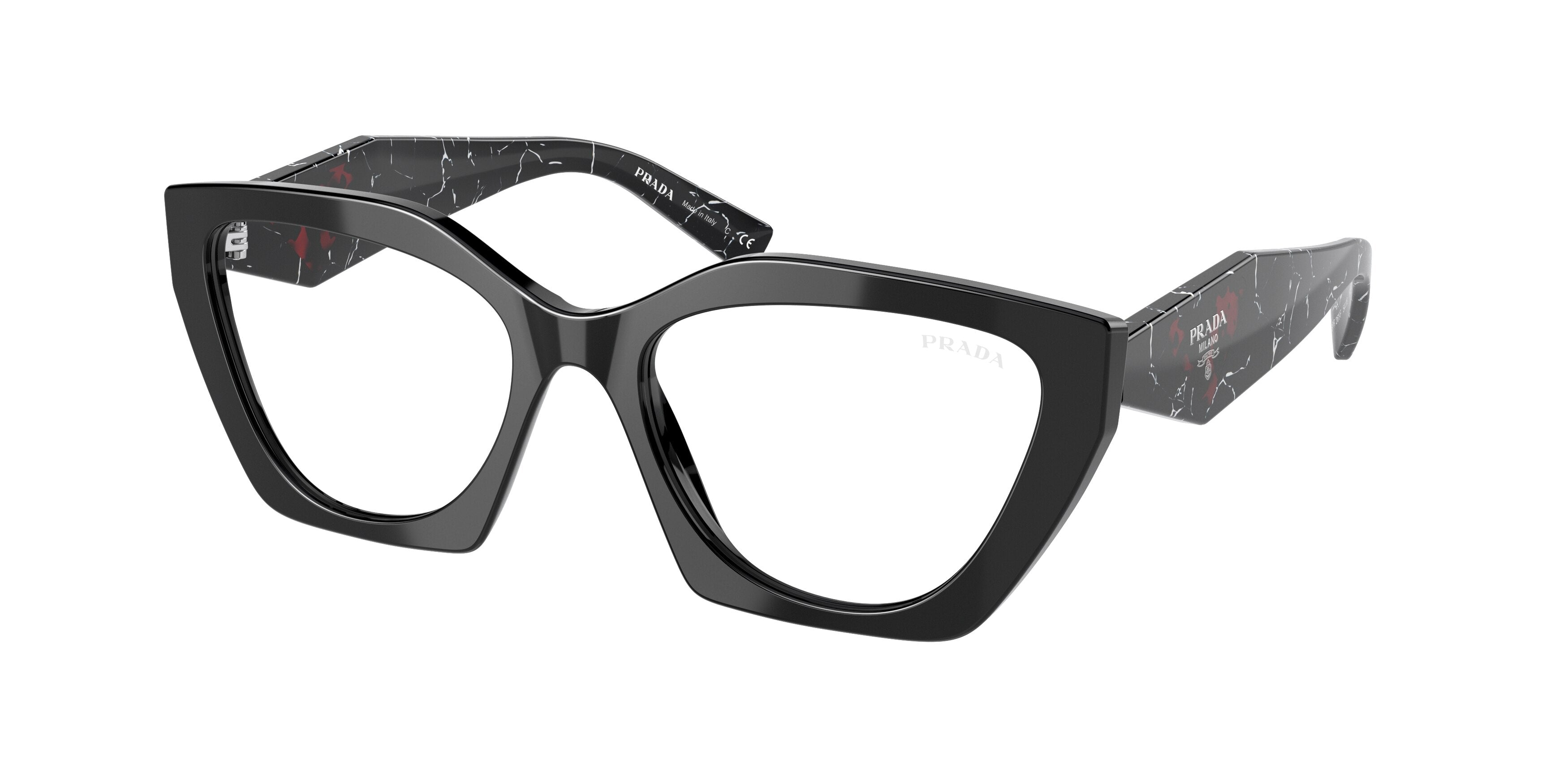 Prada PR26YSF Irregular Sunglasses  1AB08N-Black 55-140-18 - Color Map Black