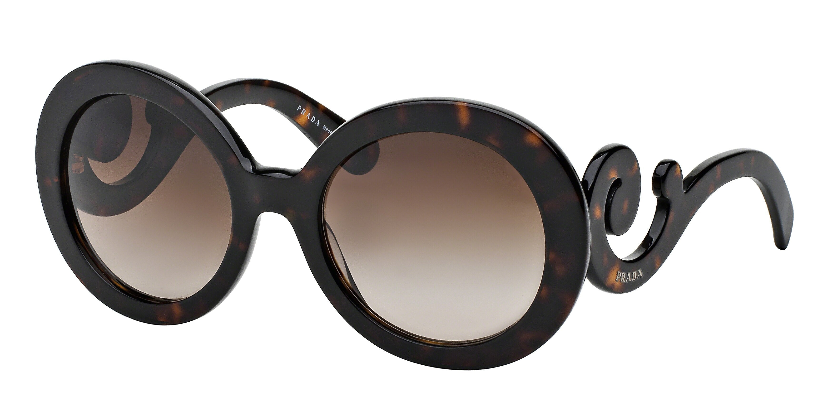 Prada CATWALK PR27NS Round Sunglasses  2AU6S1-Havana 55-135-22 - Color Map Tortoise