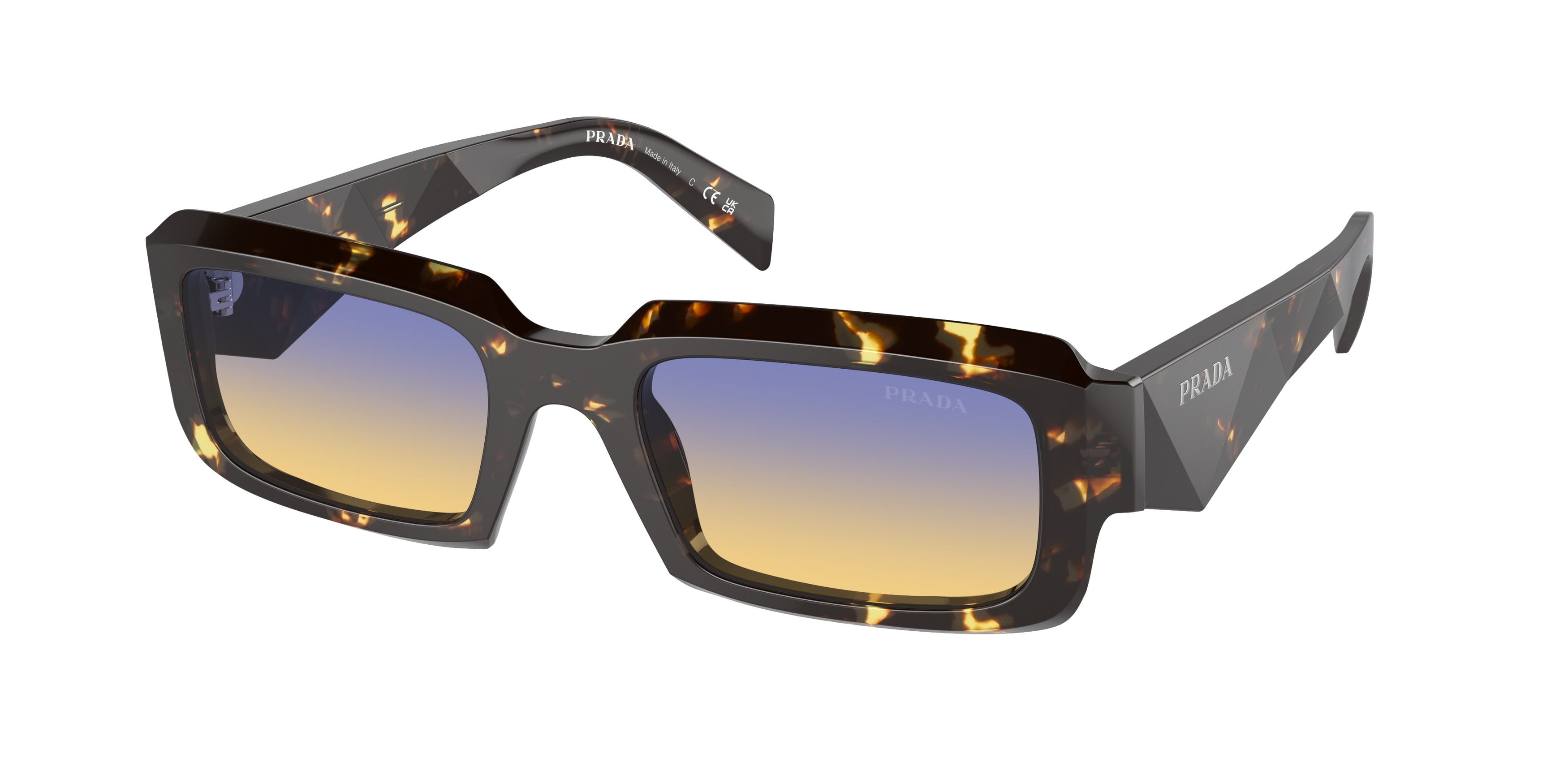 Prada PR27ZS Irregular Sunglasses  16O50E-Black Malt Tortoise 54-145-21 - Color Map Brown