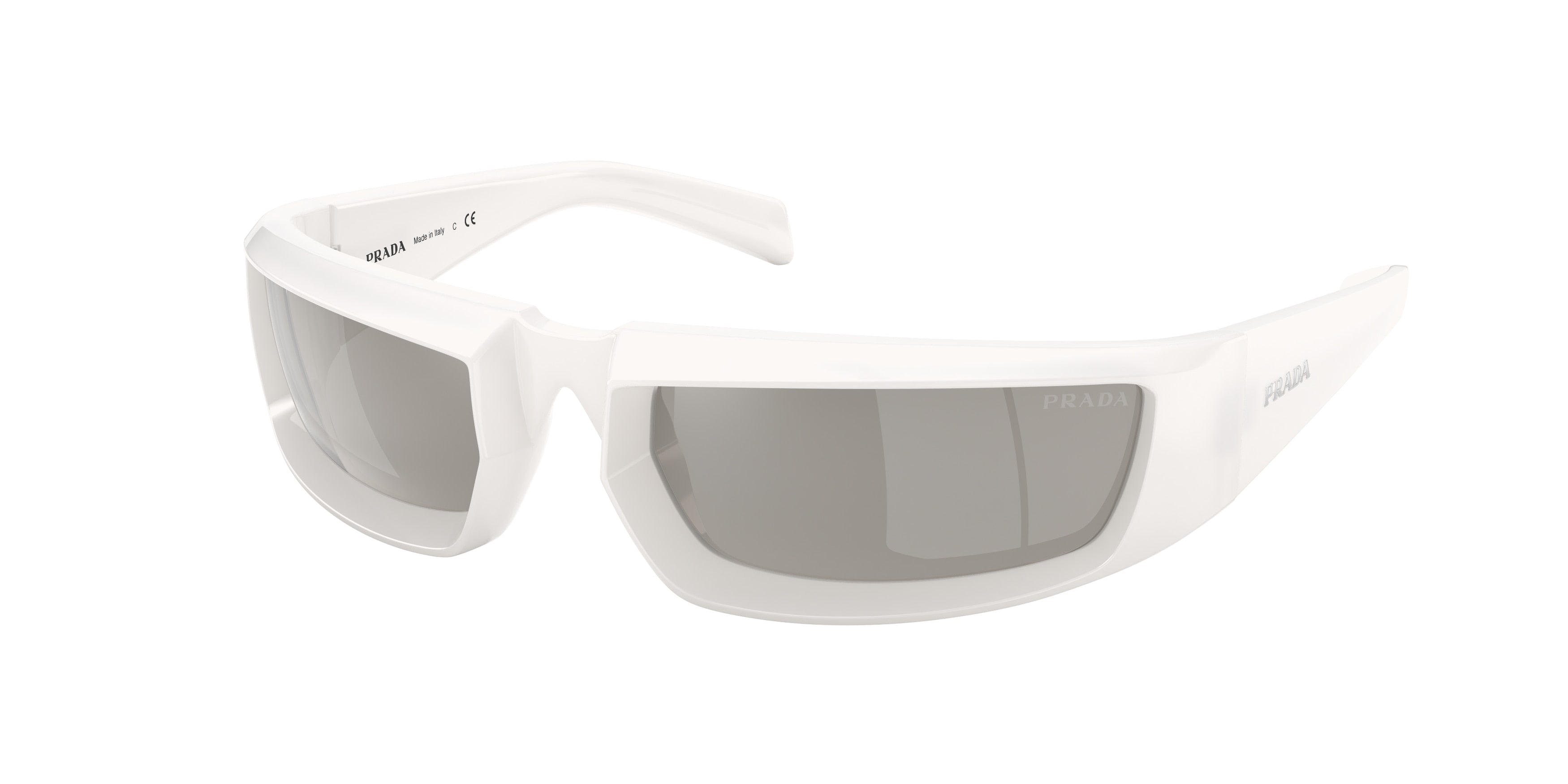Prada PR29YS Rectangle Sunglasses  12D2B0-Opal White 63-120-20 - Color Map White