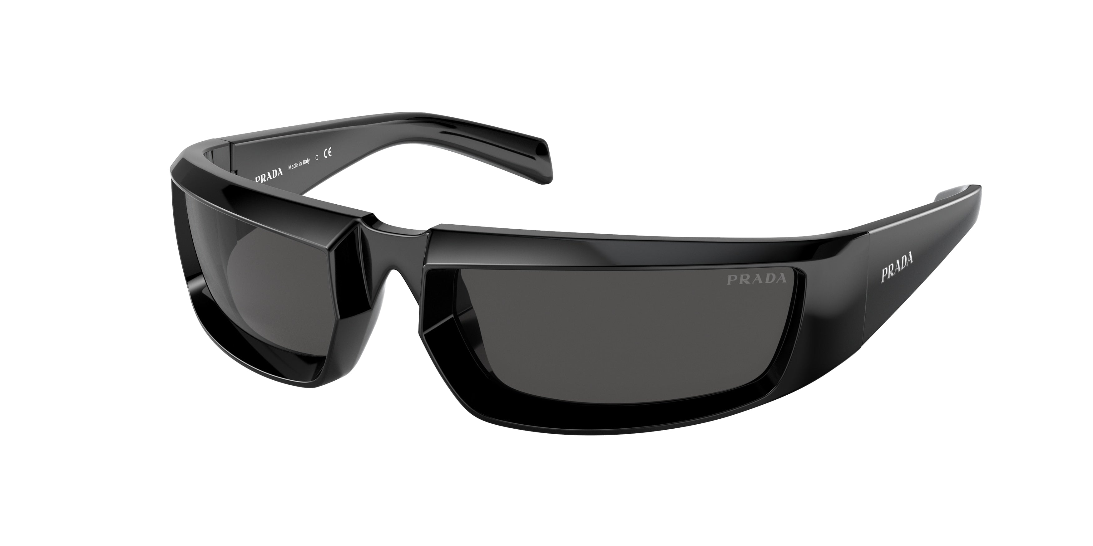 Prada PR29YS Rectangle Sunglasses  1AB5S0-Black 63-120-20 - Color Map Black