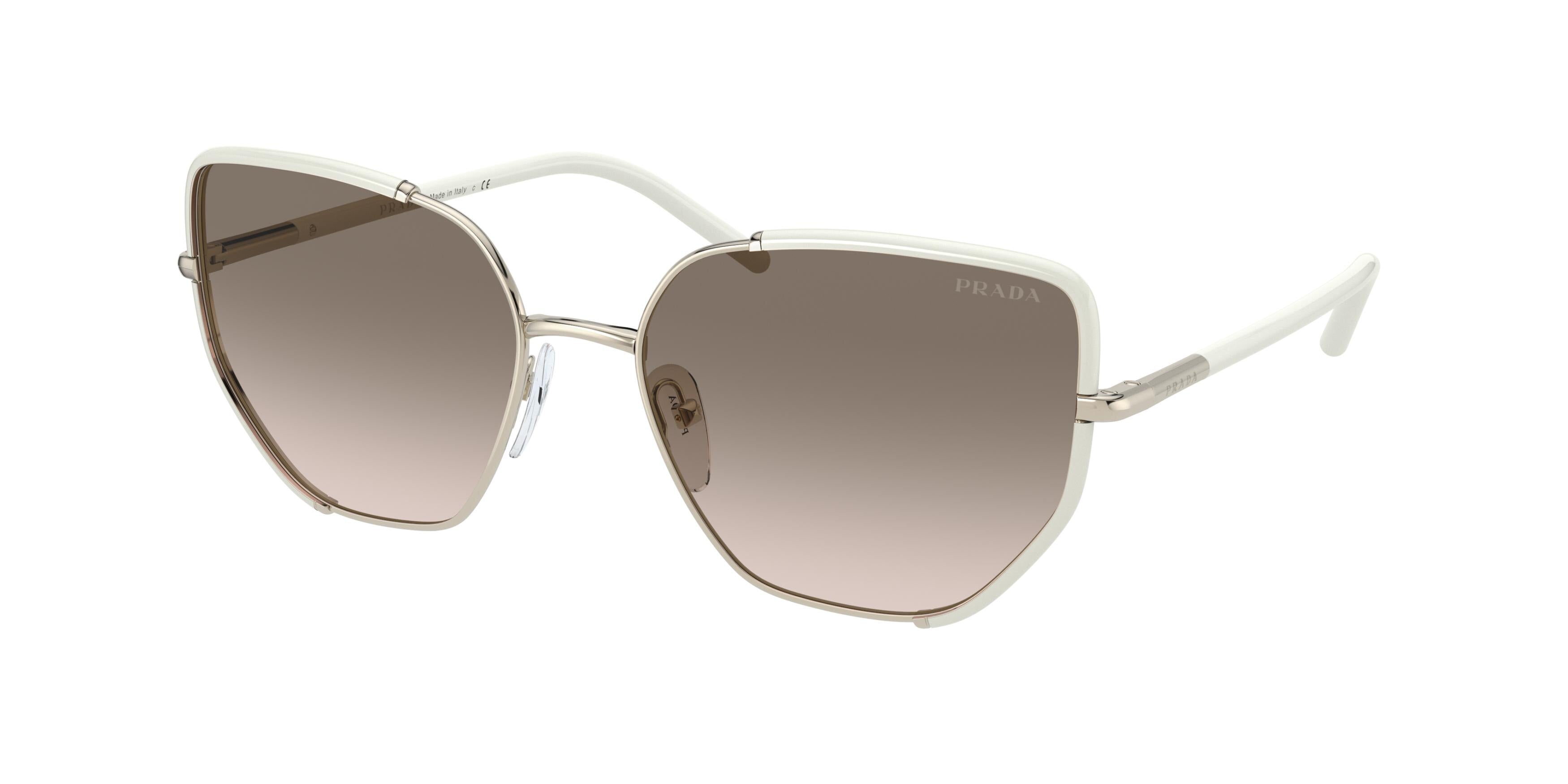 Prada PR50WS Irregular Sunglasses  2823D0-Ivory/Pale Gold 58-140-18 - Color Map White