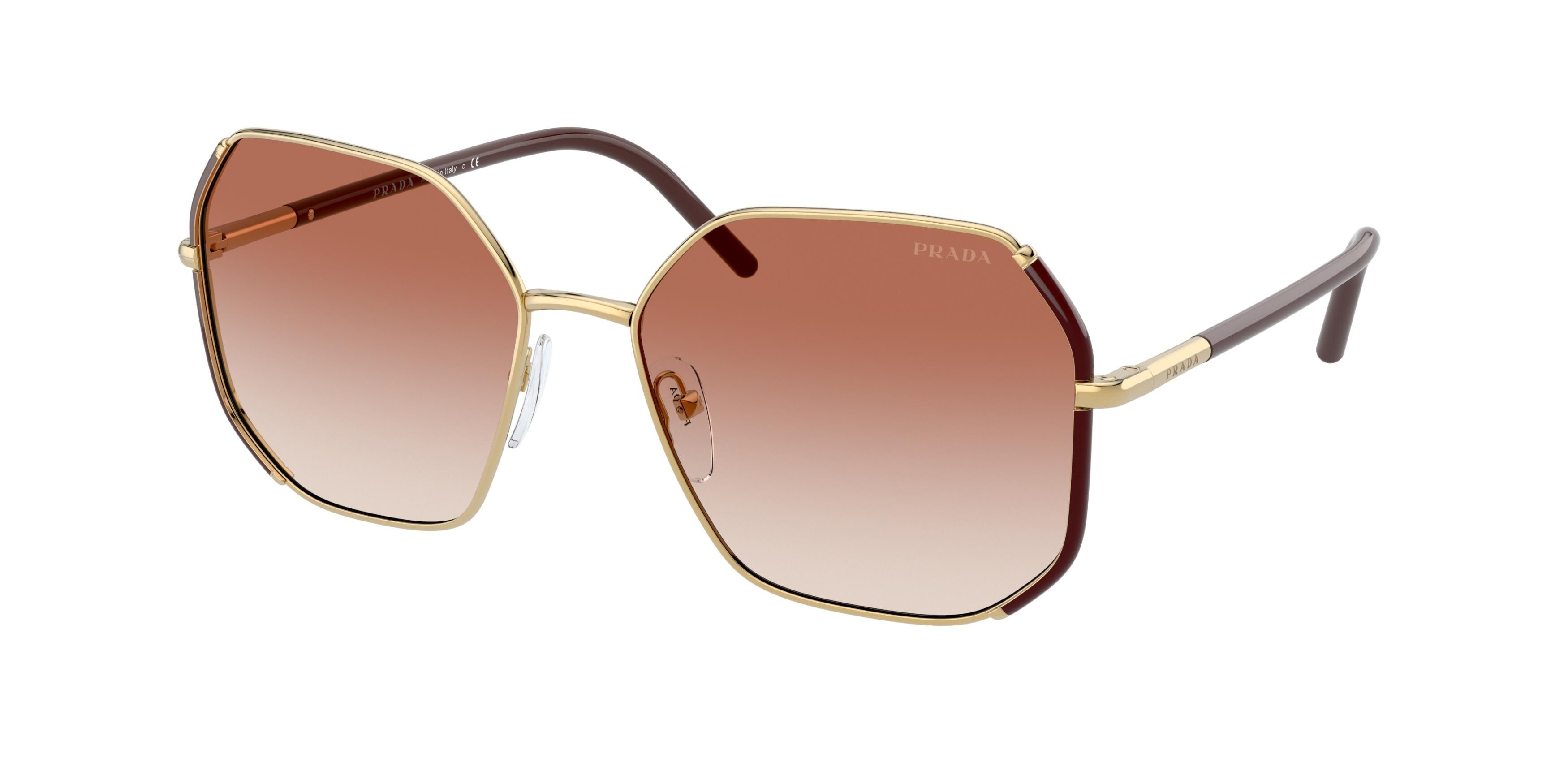Prada PR52WS Irregular Sunglasses  07M2F1-Mosto + Oro 58-140-17 - Color Map Violet