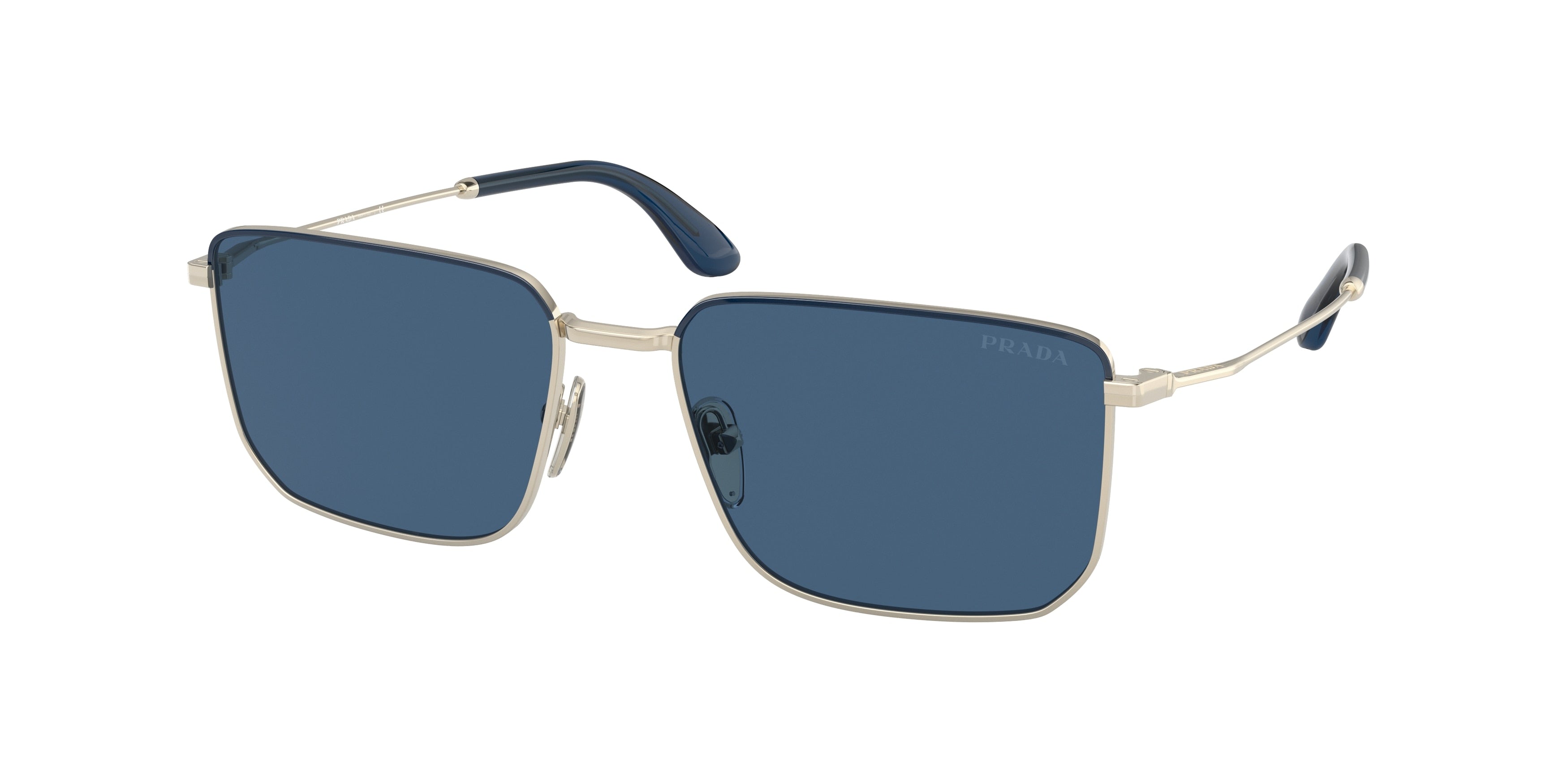 Prada PR52YS Rectangle Sunglasses  02W04P-Blue/Pale Gold 56-145-17 - Color Map Blue