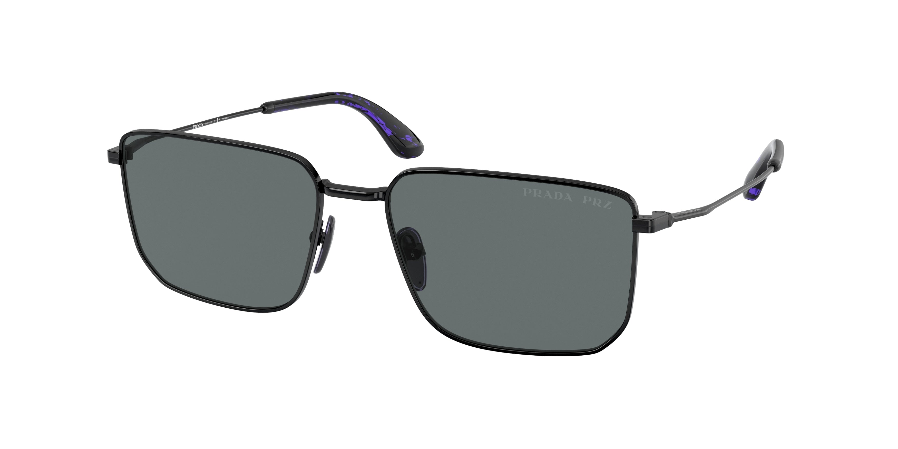 Prada PR52YS Rectangle Sunglasses  1AB5Z1-Black 56-145-17 - Color Map Black
