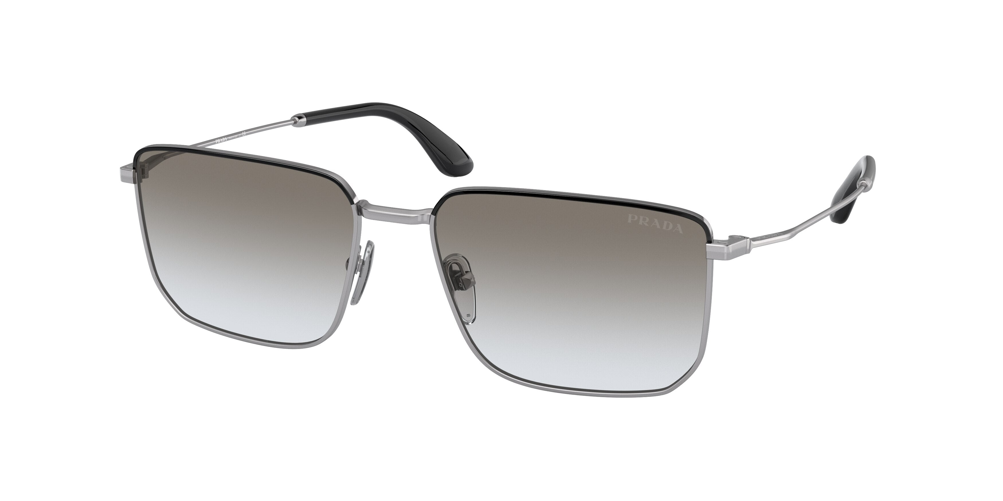 Prada PR52YS Rectangle Sunglasses  M4Y0A7-Black/Gunmetal 56-145-17 - Color Map Black