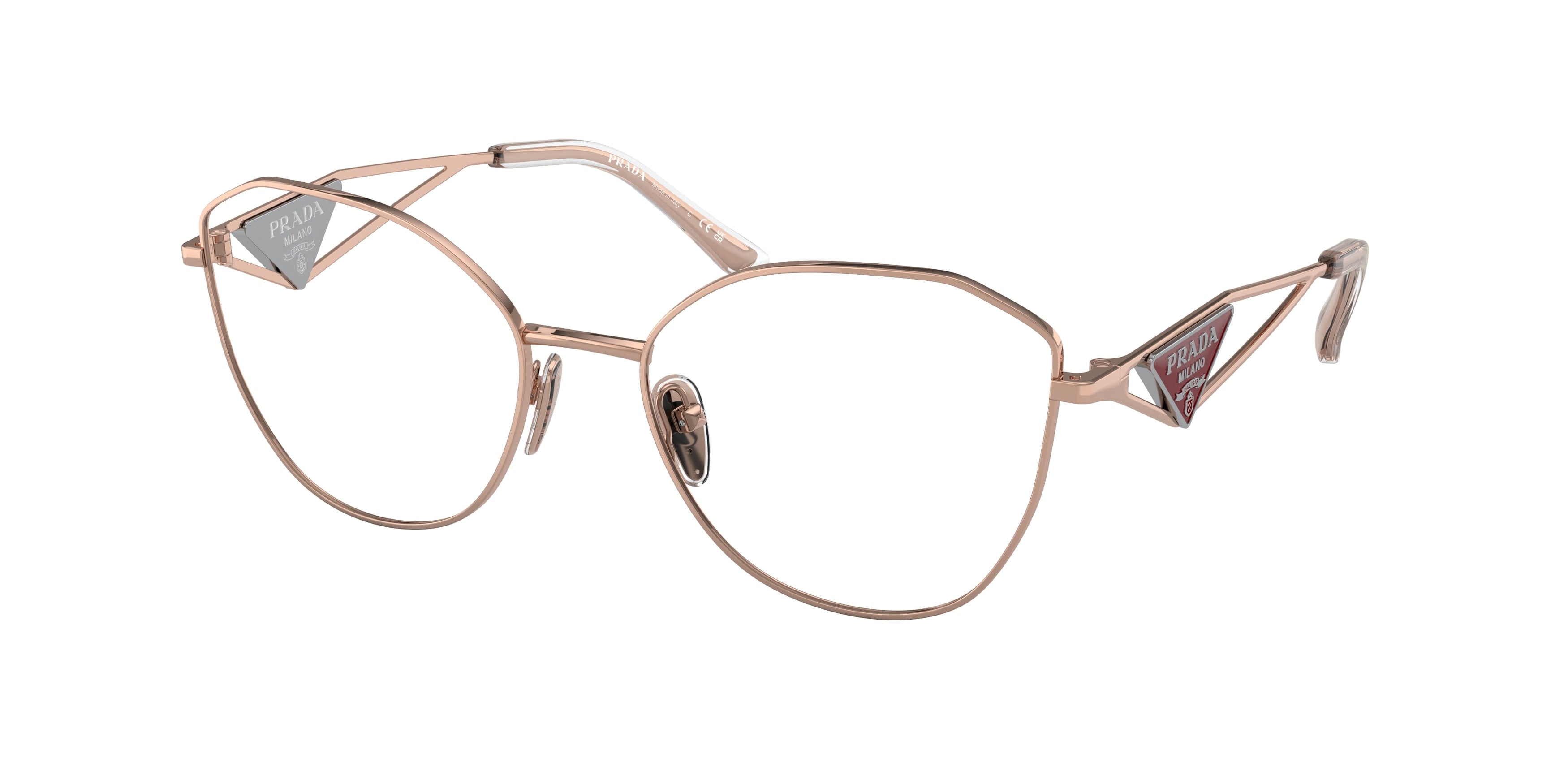 Prada PR52ZV Irregular Eyeglasses  ZVF1O1-Pink Gold 55-145-18 - Color Map Pink