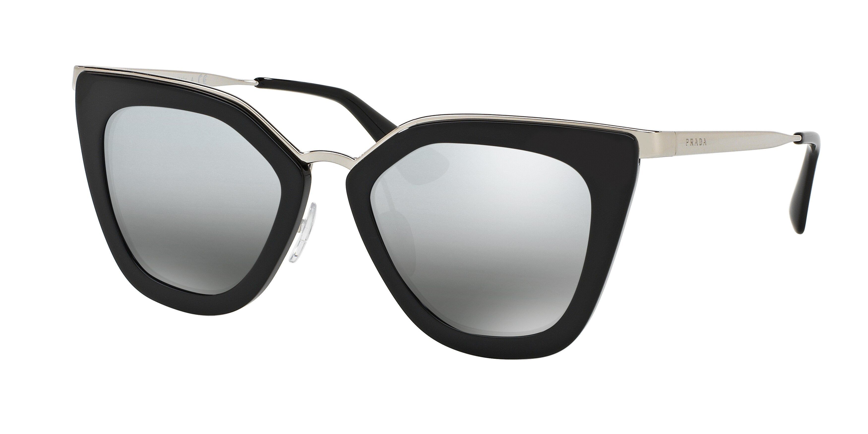 Prada CATWALK PR53SS Cat Eye Sunglasses  1AB6N2-Black 52-140-21 - Color Map Black