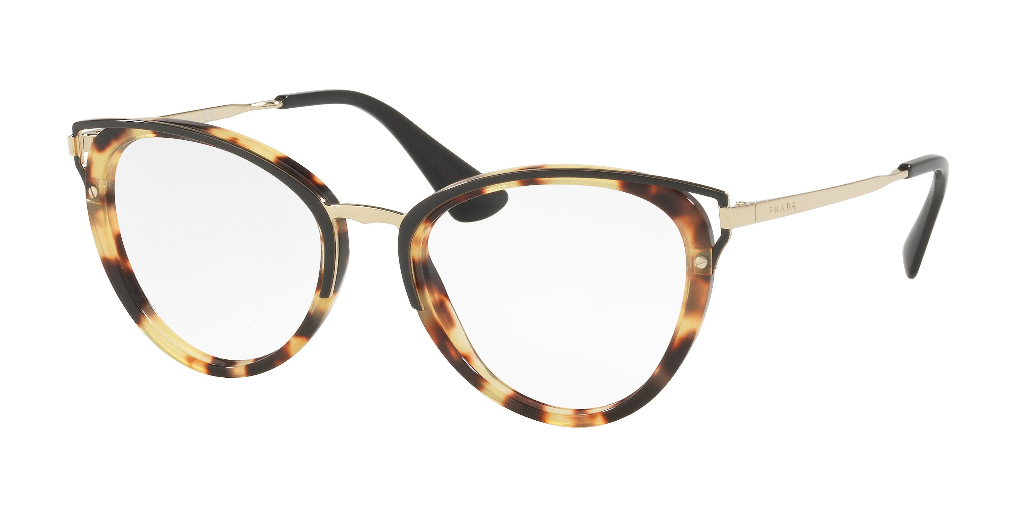 Prada CATWALK PR53UV Cat Eye Eyeglasses  7S01O1-Medium Havana 52-145-19 - Color Map Tortoise