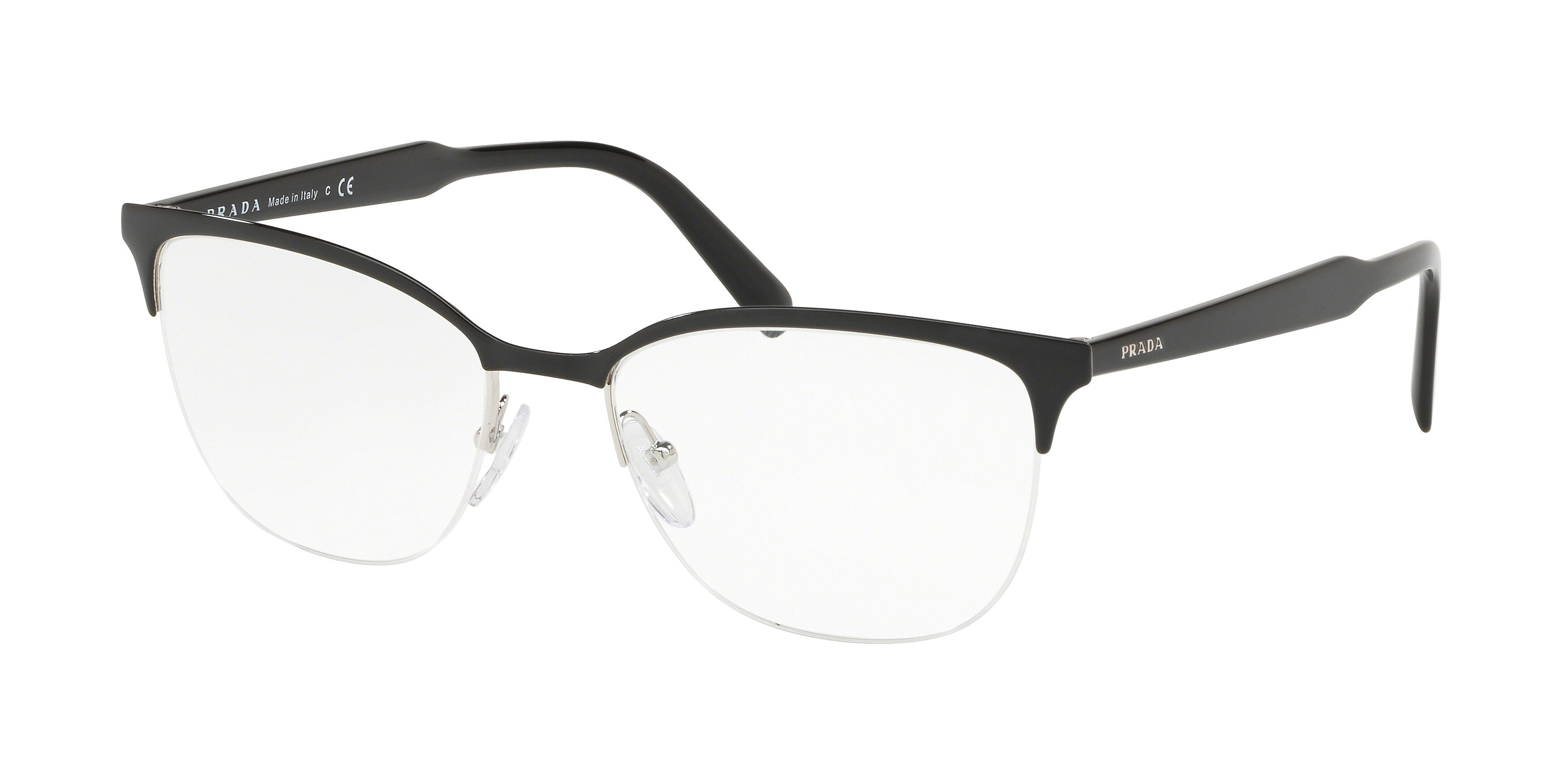 Prada CONCEPTUAL PR53VV Square Eyeglasses  1AB1O1-Top Black/Silver 53-145-17 - Color Map Black