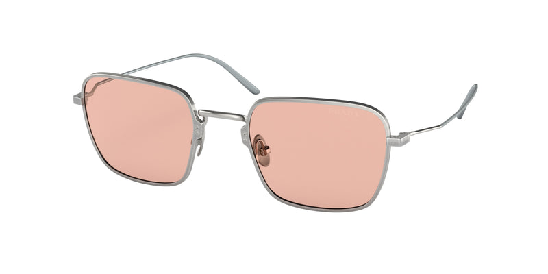 Prada PR54WS Rectangle Sunglasses  05Q03F-Satin Titanium 52-145-22 - Color Map Grey
