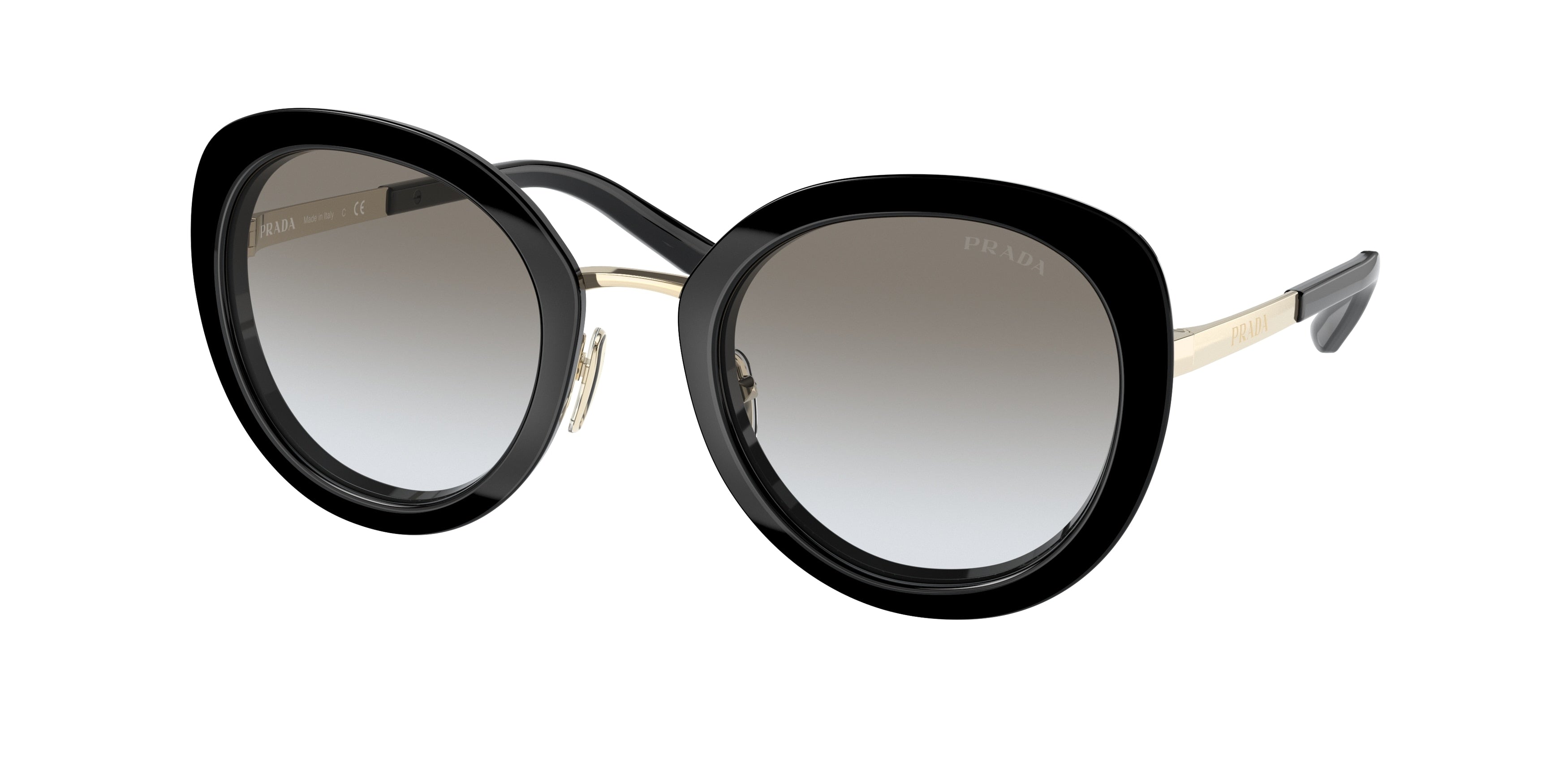 Prada PR54YS Oval Sunglasses  AAV0A7-Black 54-135-24 - Color Map Black