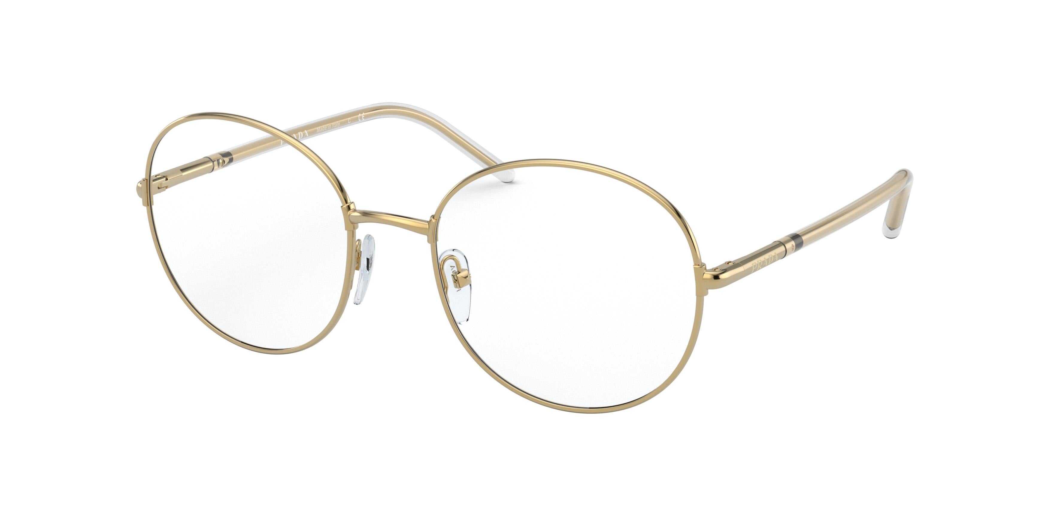 Prada PR55WV Round Eyeglasses  5AK1O1-Gold 53-140-19 - Color Map Gold