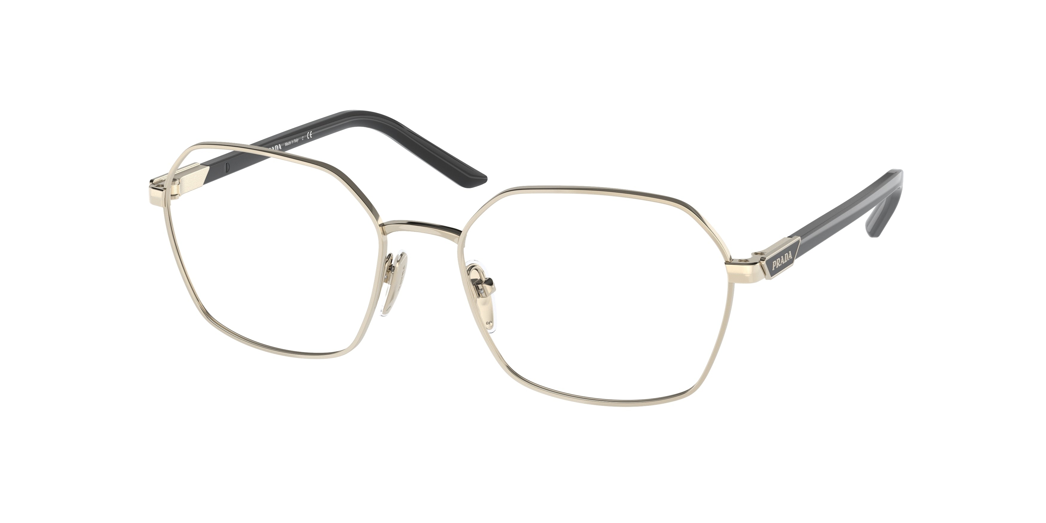 Prada PR55YV Square Eyeglasses  ZVN1O1-Pale Gold 53-135-17 - Color Map Gold