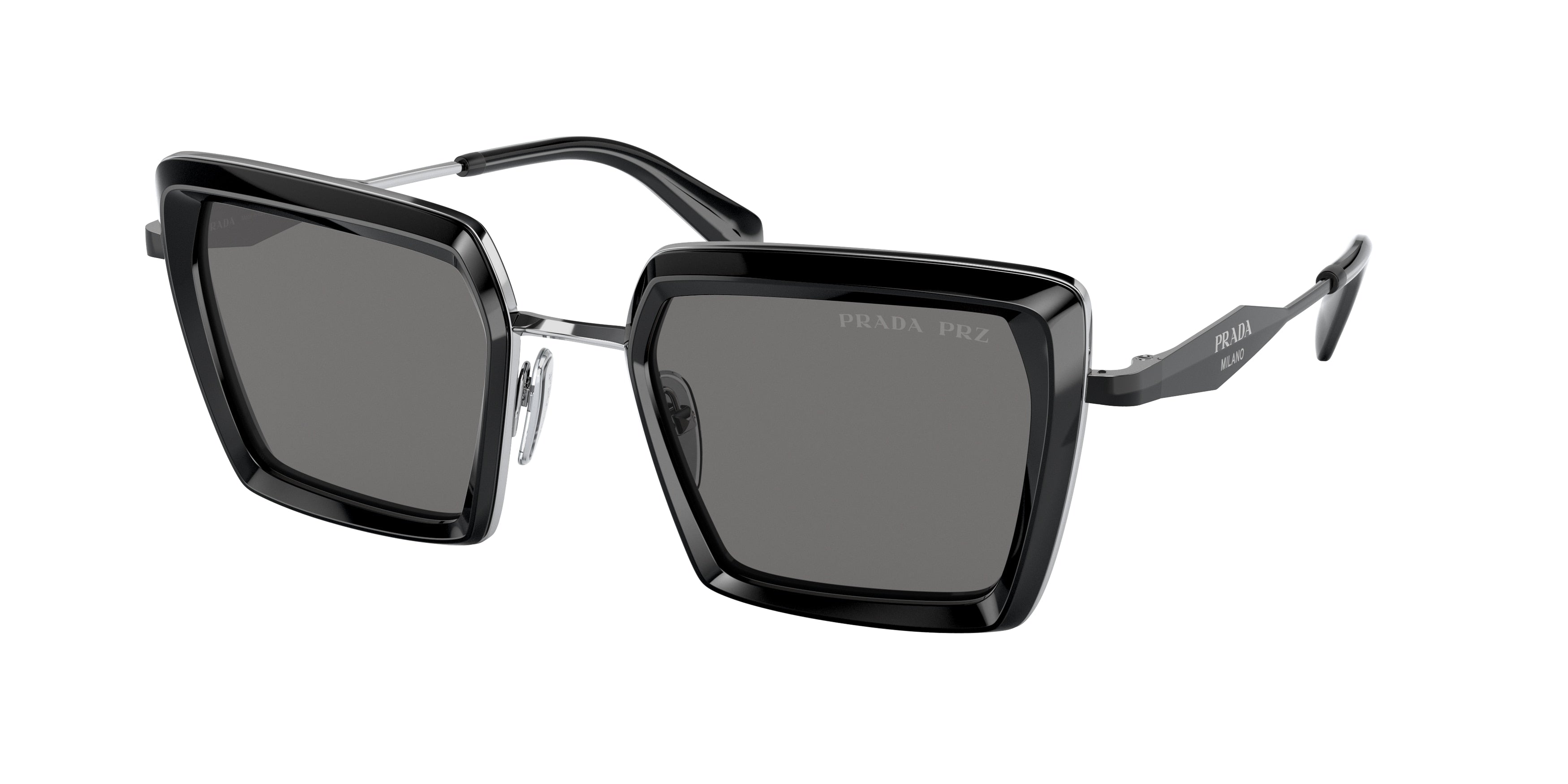 Prada PR55ZS Pillow Sunglasses  1AB5Z1-Black 53-140-22 - Color Map Black