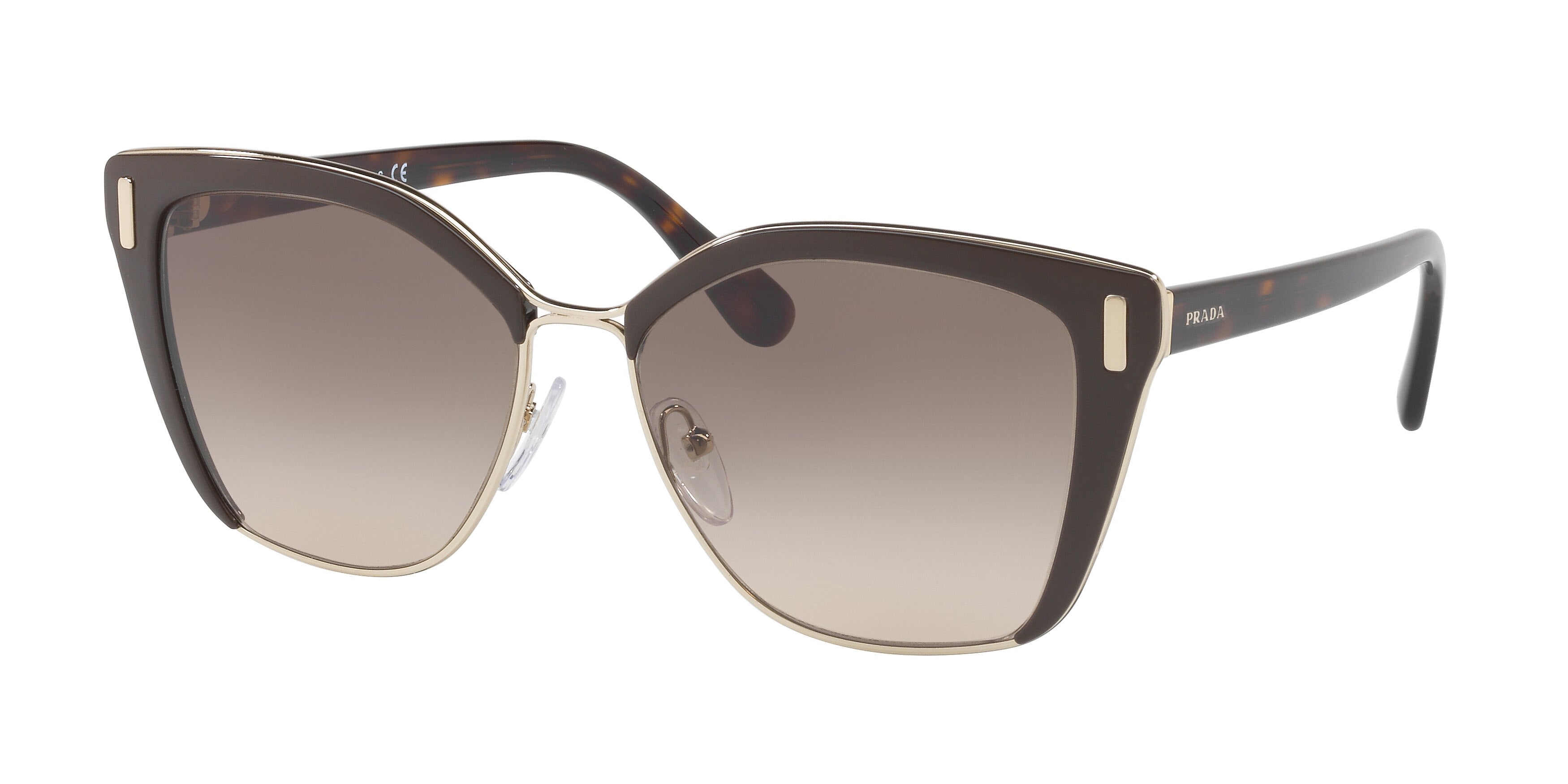 Prada CATWALK PR56TS Square Sunglasses  DHO3D0-Brown/Pale Gold 57-140-16 - Color Map Brown