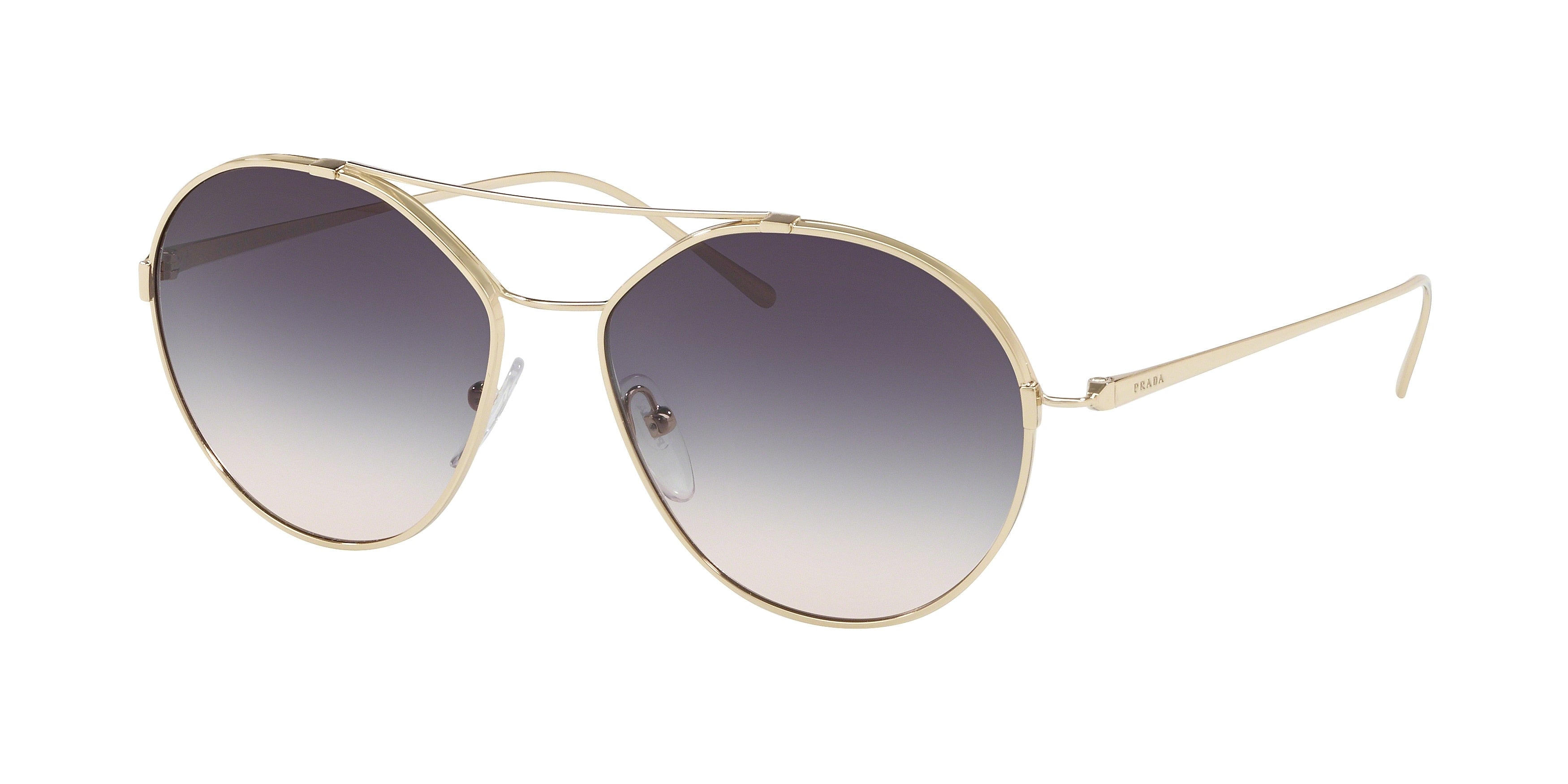 Prada CONCEPTUAL PR56US Irregular Sunglasses  ZVNNJ0-Pale Gold 55-140-15 - Color Map Gold