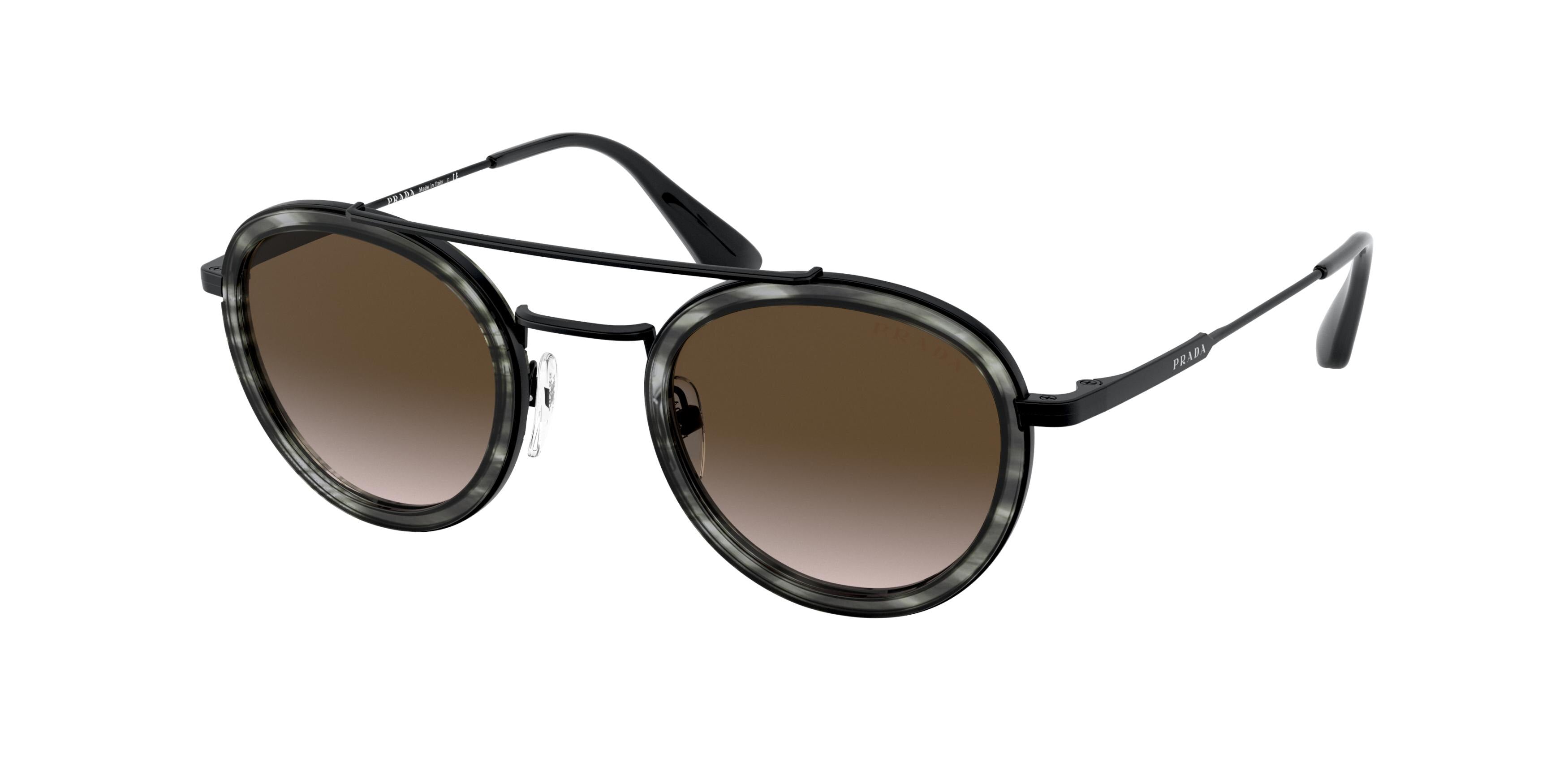 Prada PR56XS Phantos Sunglasses  05A1X1-Stripped Grey/Gunmetal 49-145-24 - Color Map Grey