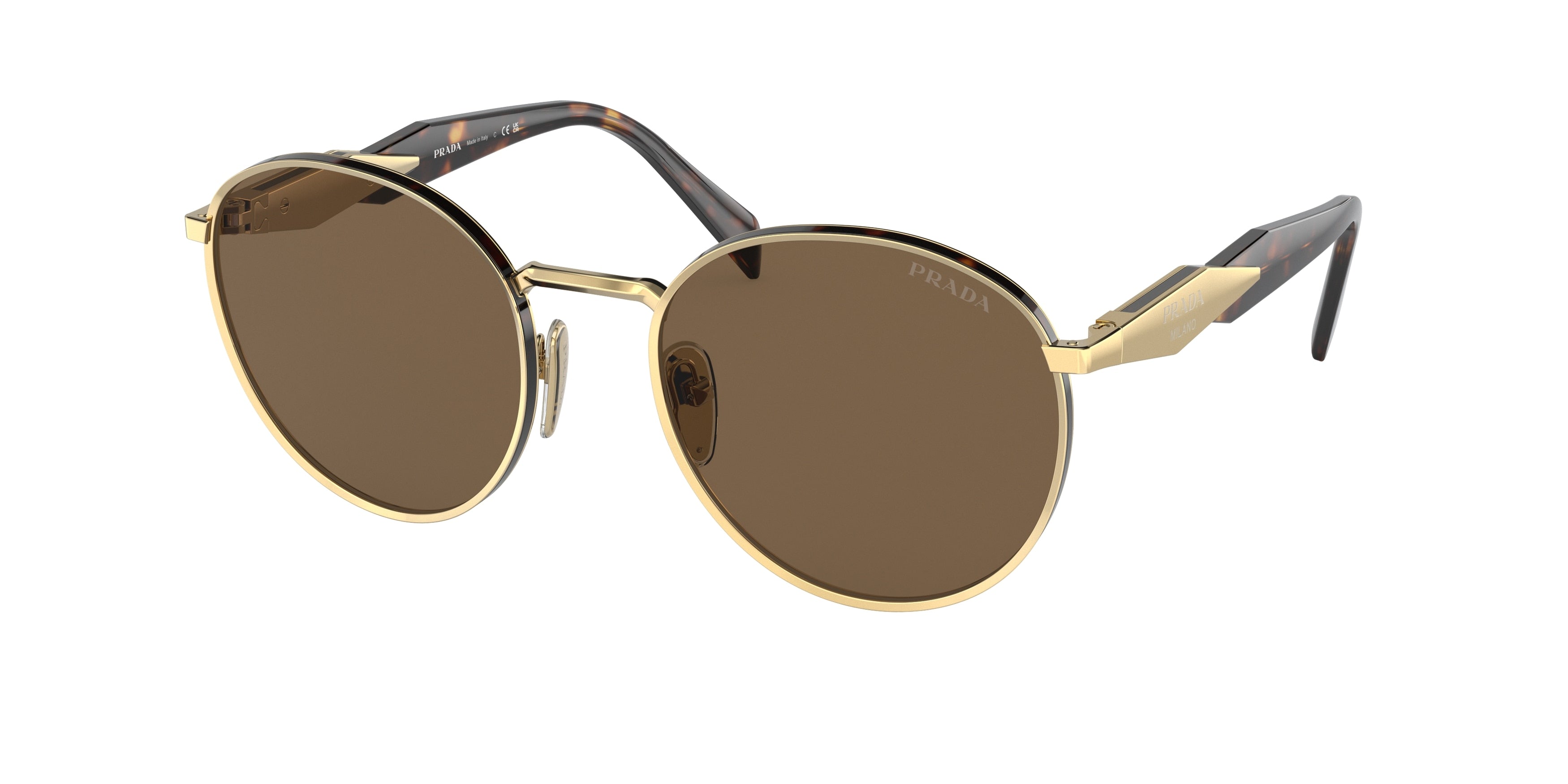Prada PR56ZS Round Sunglasses  10F06B-Gold 54-140-20 - Color Map Gold