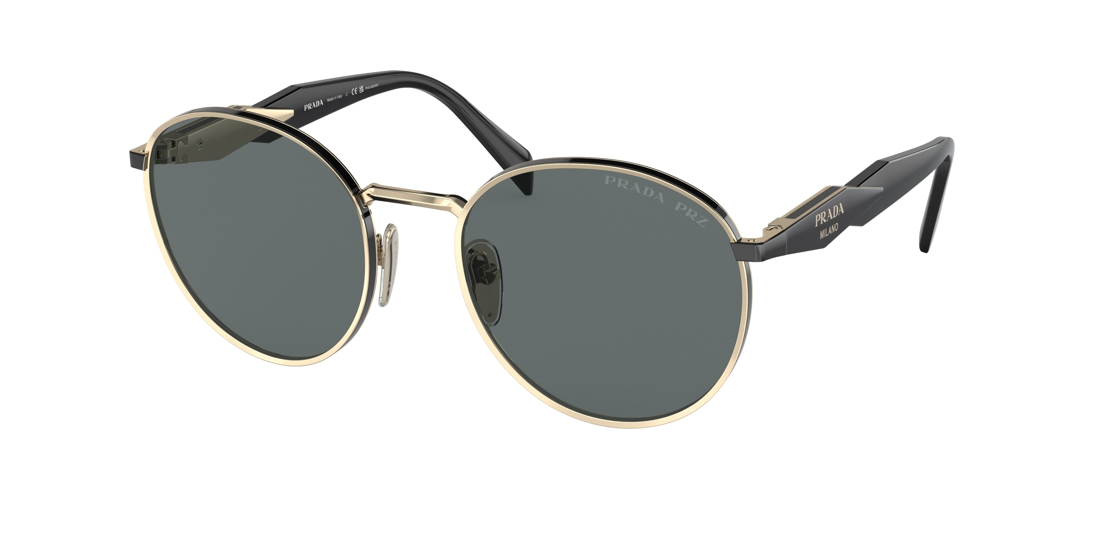 Prada PR56ZS Round Sunglasses  AAV5Z1-Pale Gold 54-140-20 - Color Map Gold