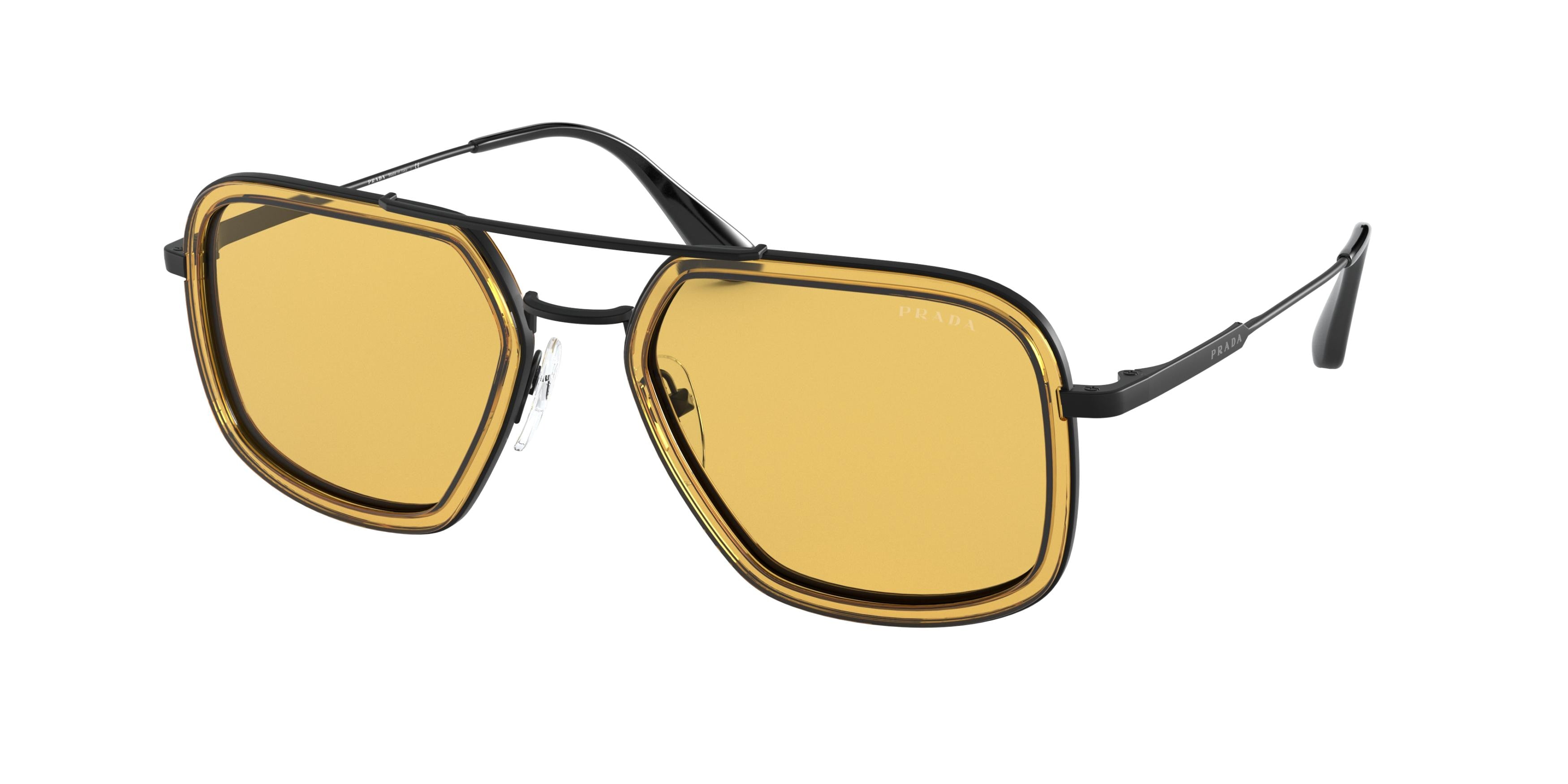 Prada PR57XS Square Sunglasses  03A0B7-Orange/Gunmetal 54-140-20 - Color Map Orange