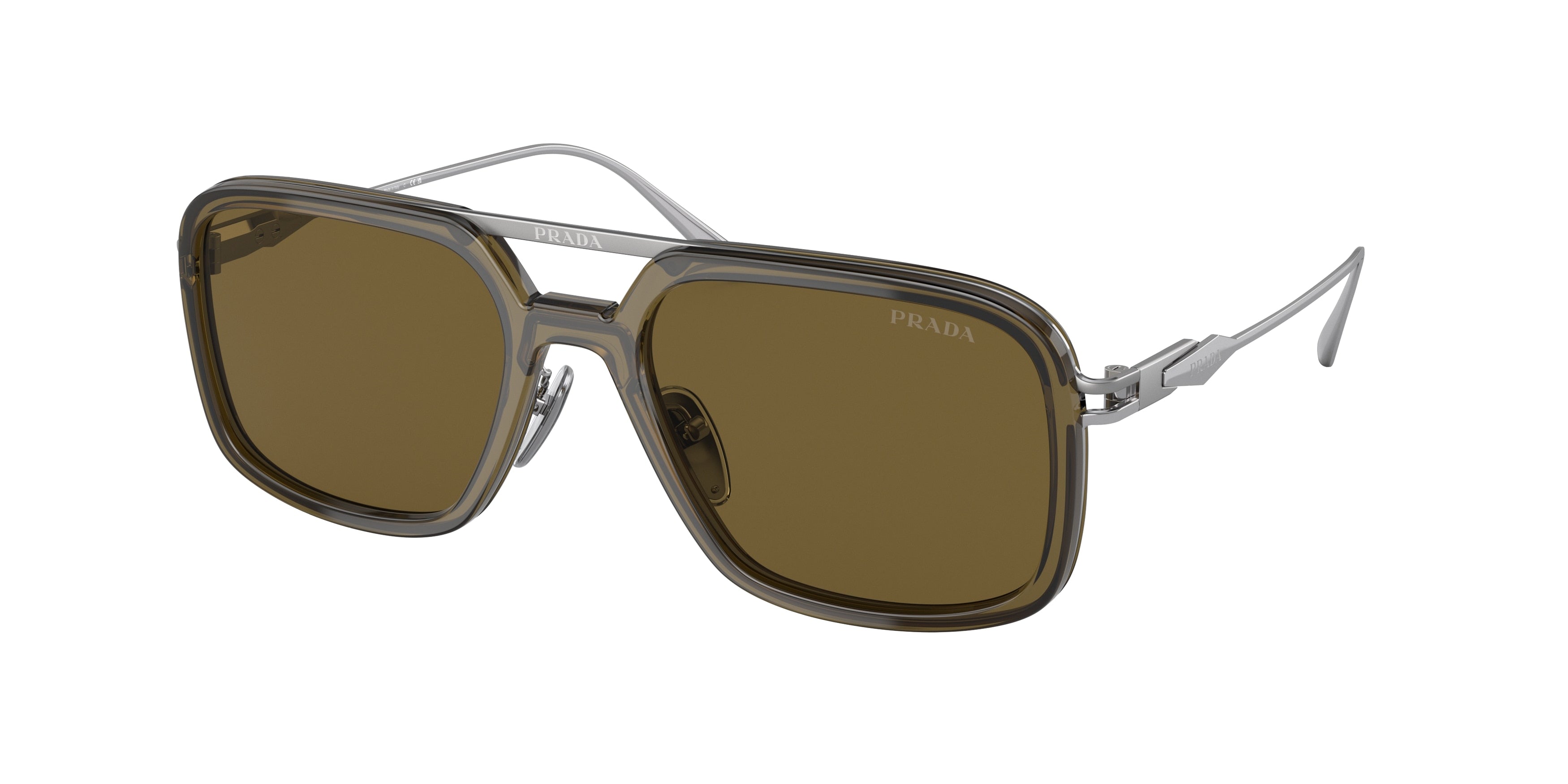 Prada PR57ZS Pillow Sunglasses  18F01T-Loden 55-140-19 - Color Map Brown