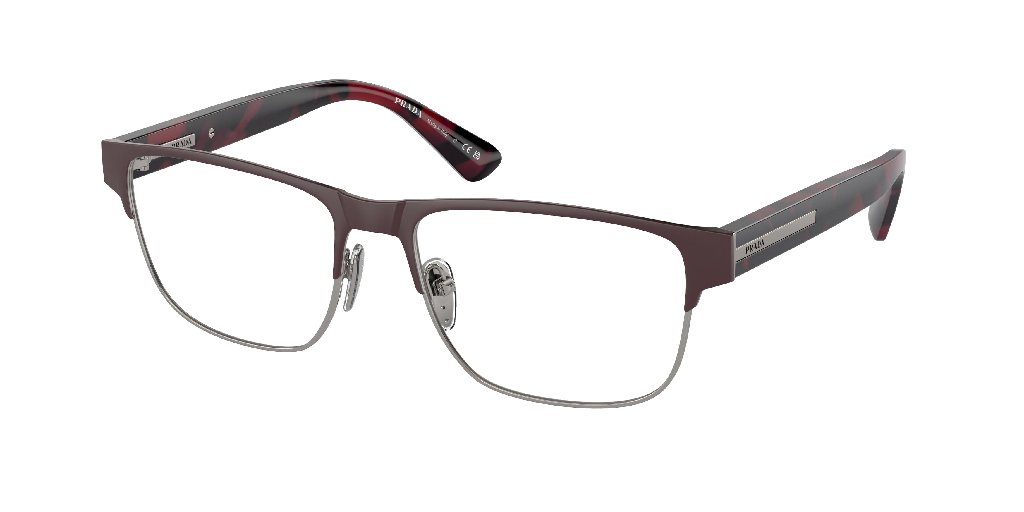 Prada PR57ZV Pillow Eyeglasses  12G1O1-Matte Red Brown 56-145-17 - Color Map Brown