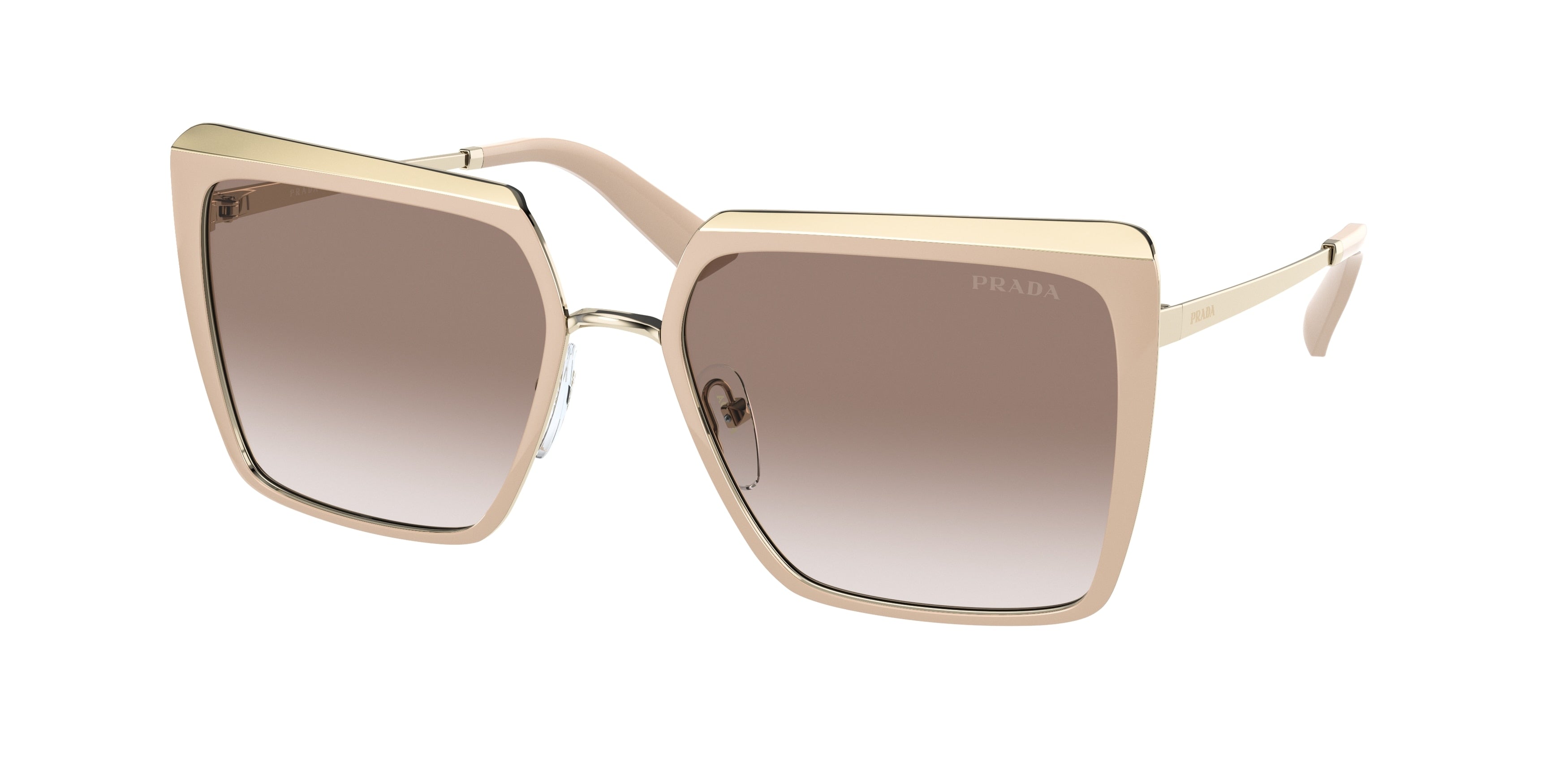 Prada PR58WS Square Sunglasses  03R1L0-Powder/Pale Gold 57-140-18 - Color Map Grey