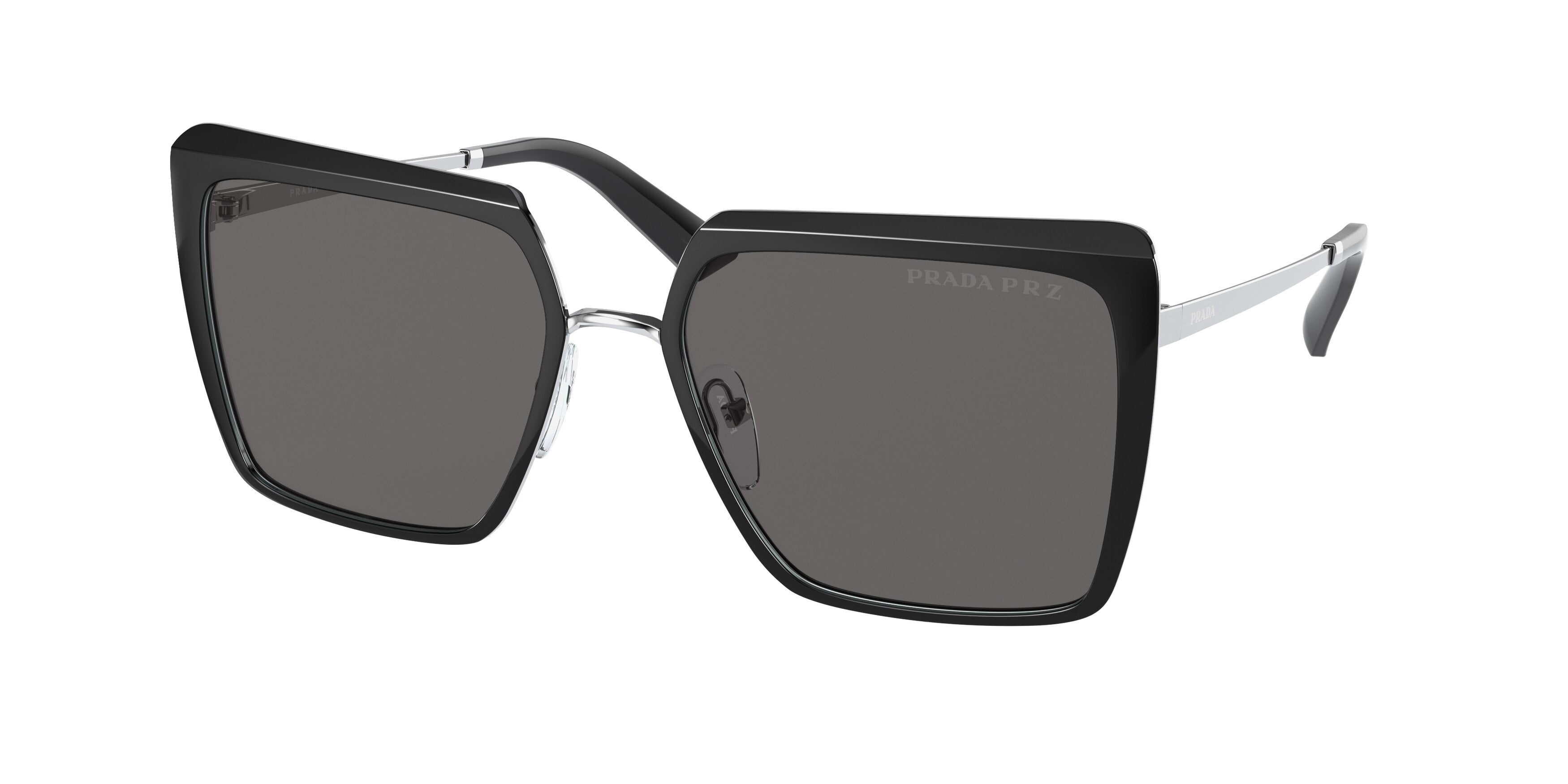 Prada PR58WS Square Sunglasses  1AB5Z1-Black 57-140-18 - Color Map Black