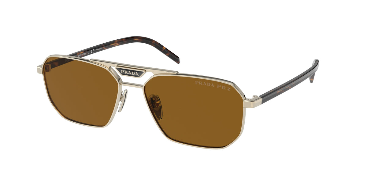 Prada PR58YS Rectangle Sunglasses  ZVN5Y1-Pale Gold 57-145-15 - Color Map Gold