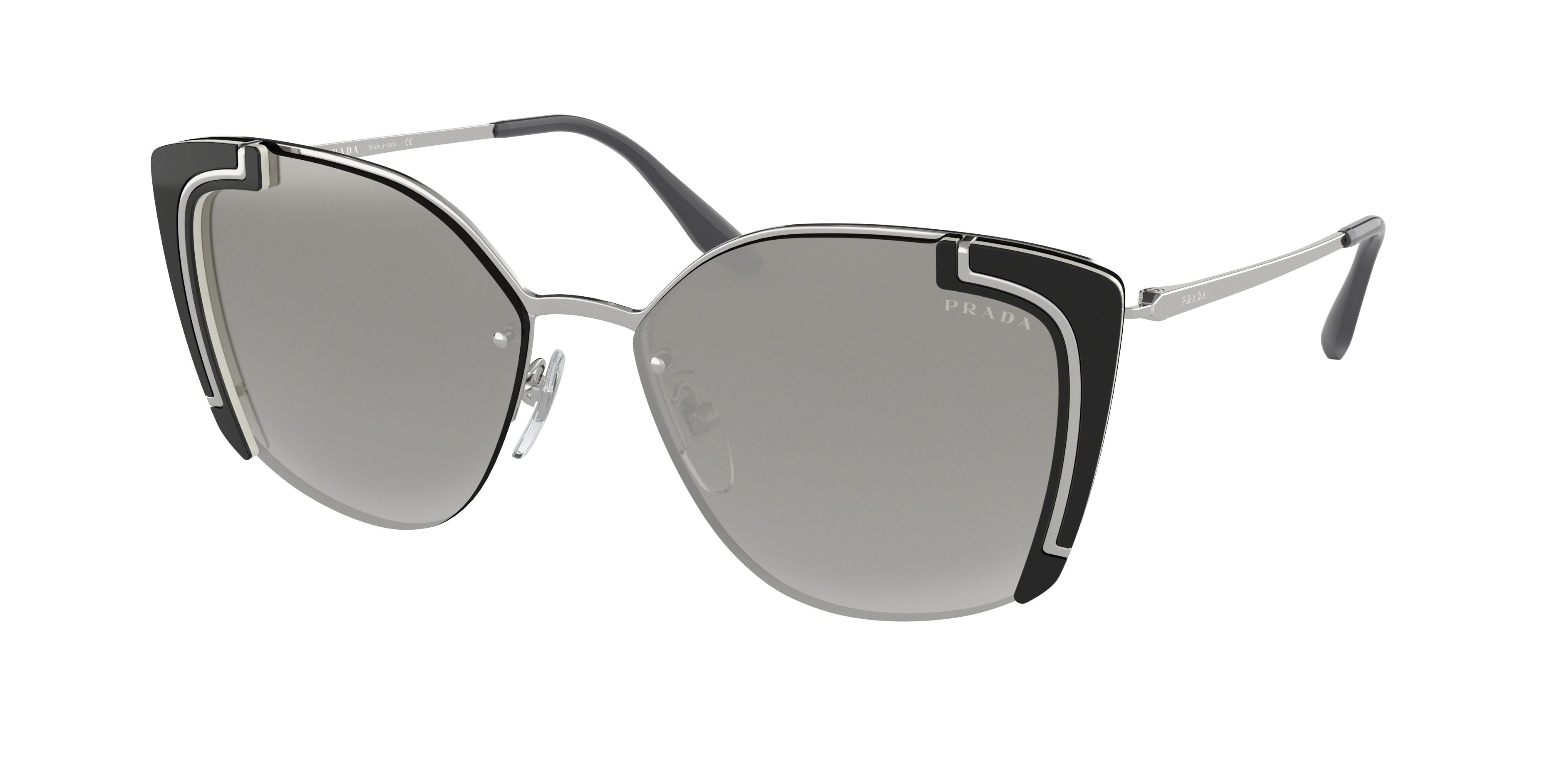 Prada ABSOLUTE PR59VS Irregular Sunglasses  4315O0-Silver/Black Ivory 64-140-16 - Color Map Silver