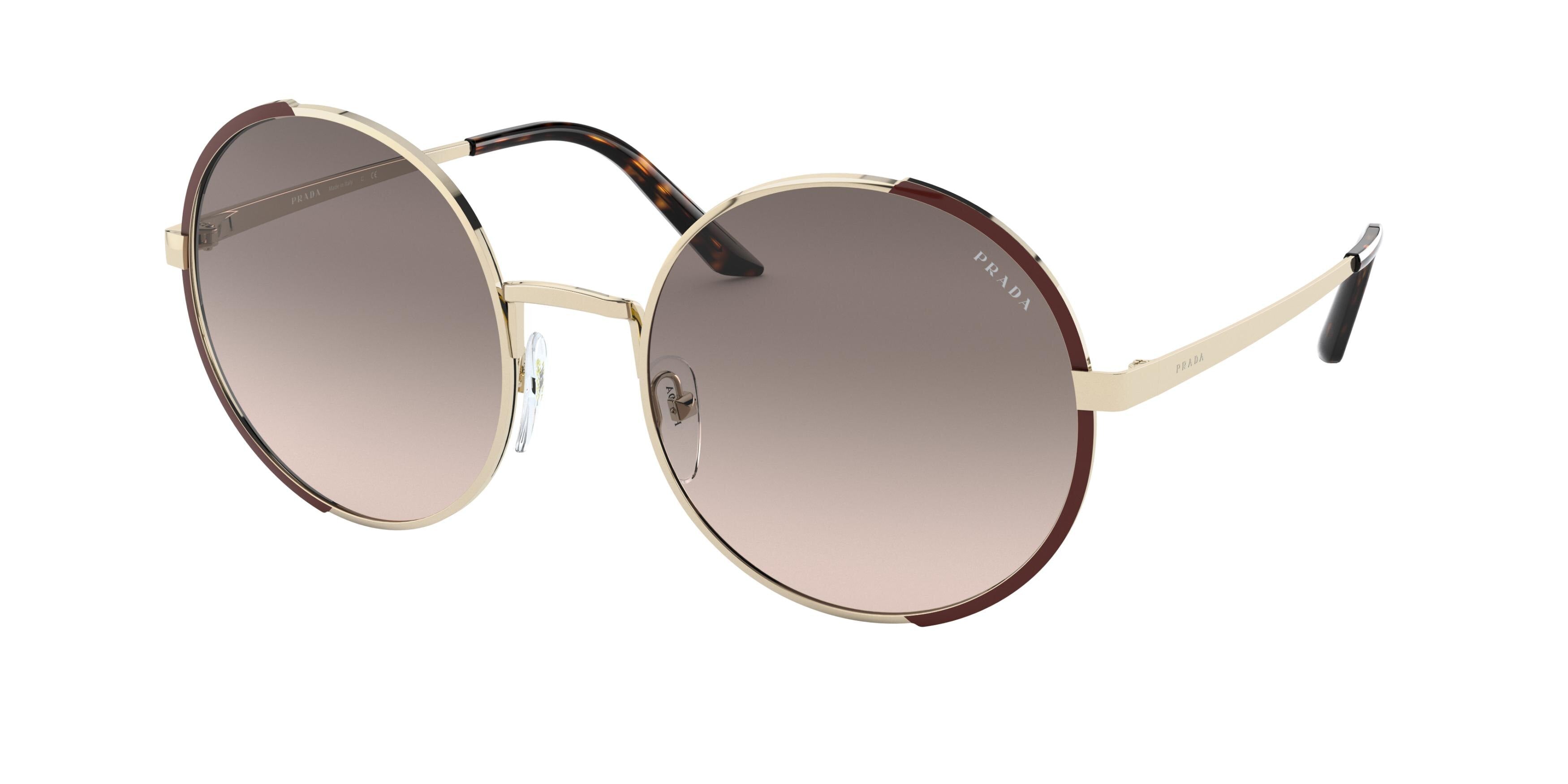 Prada PR59XS Round Sunglasses  KOF3D0-Pale Gold/Brown 57-140-22 - Color Map Gold