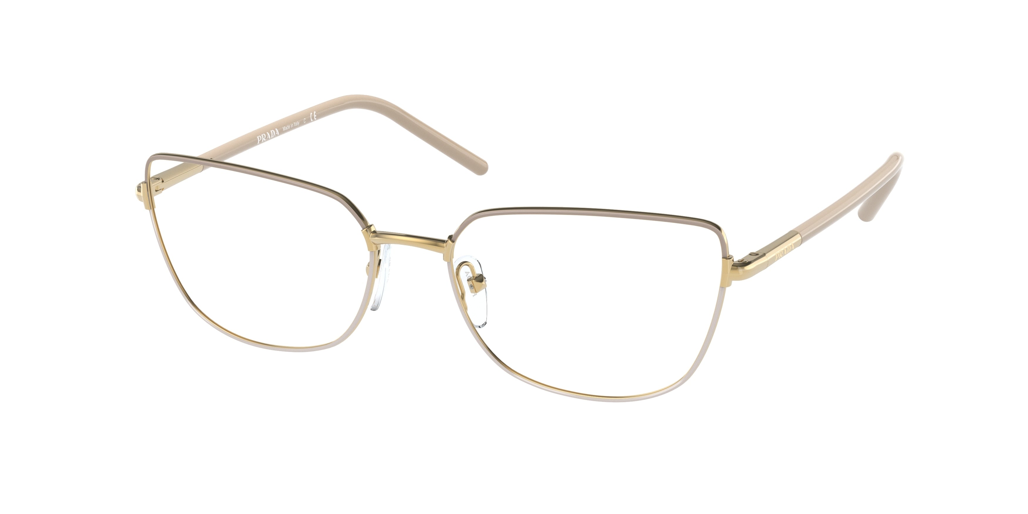 Prada PR59YV Butterfly Eyeglasses  06I1O1-Beige/White 53-145-17 - Color Map Brown