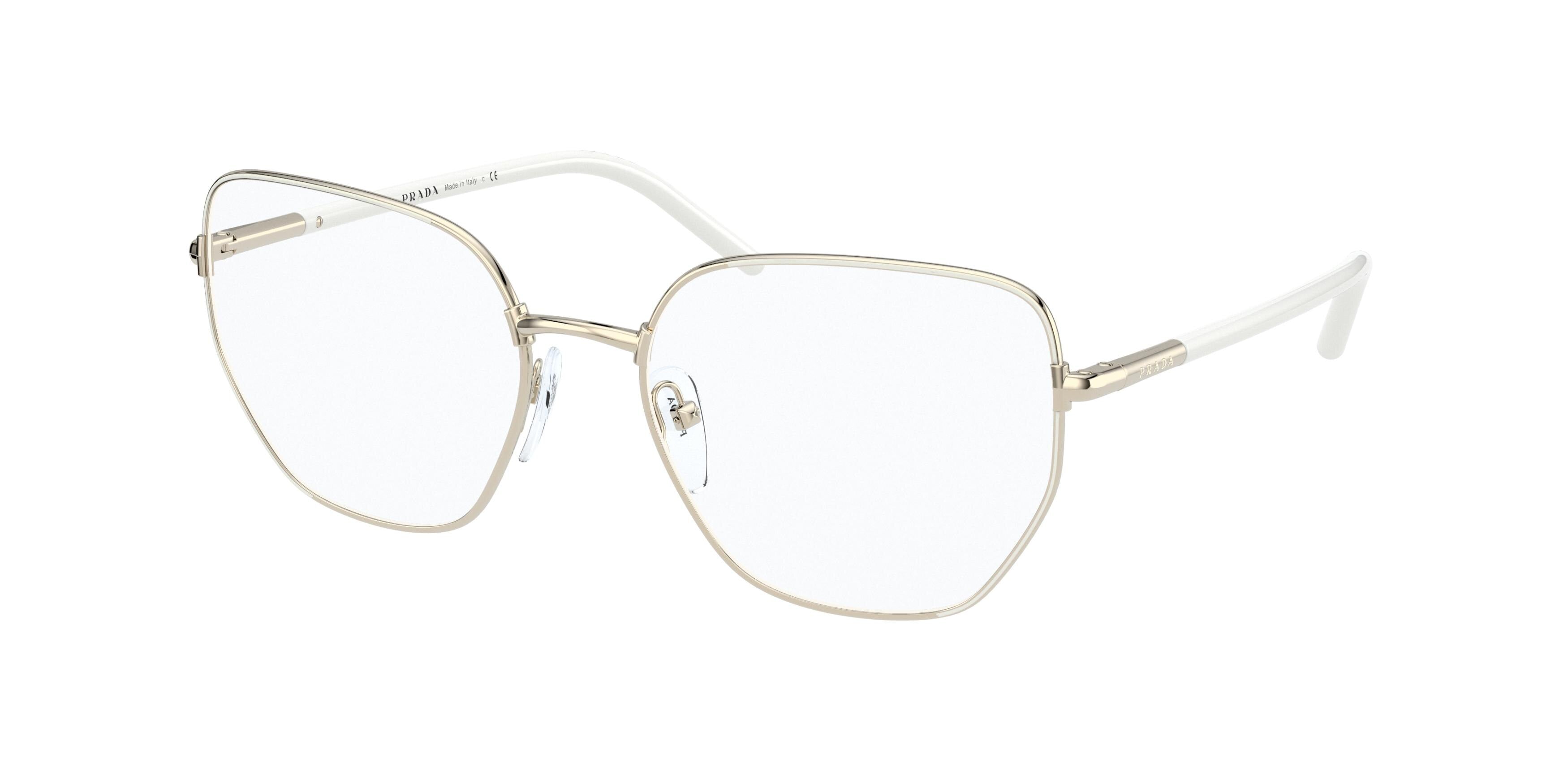 Prada PR60WV Irregular Eyeglasses  2821O1-Ivory/Pale Gold 55-140-18 - Color Map White