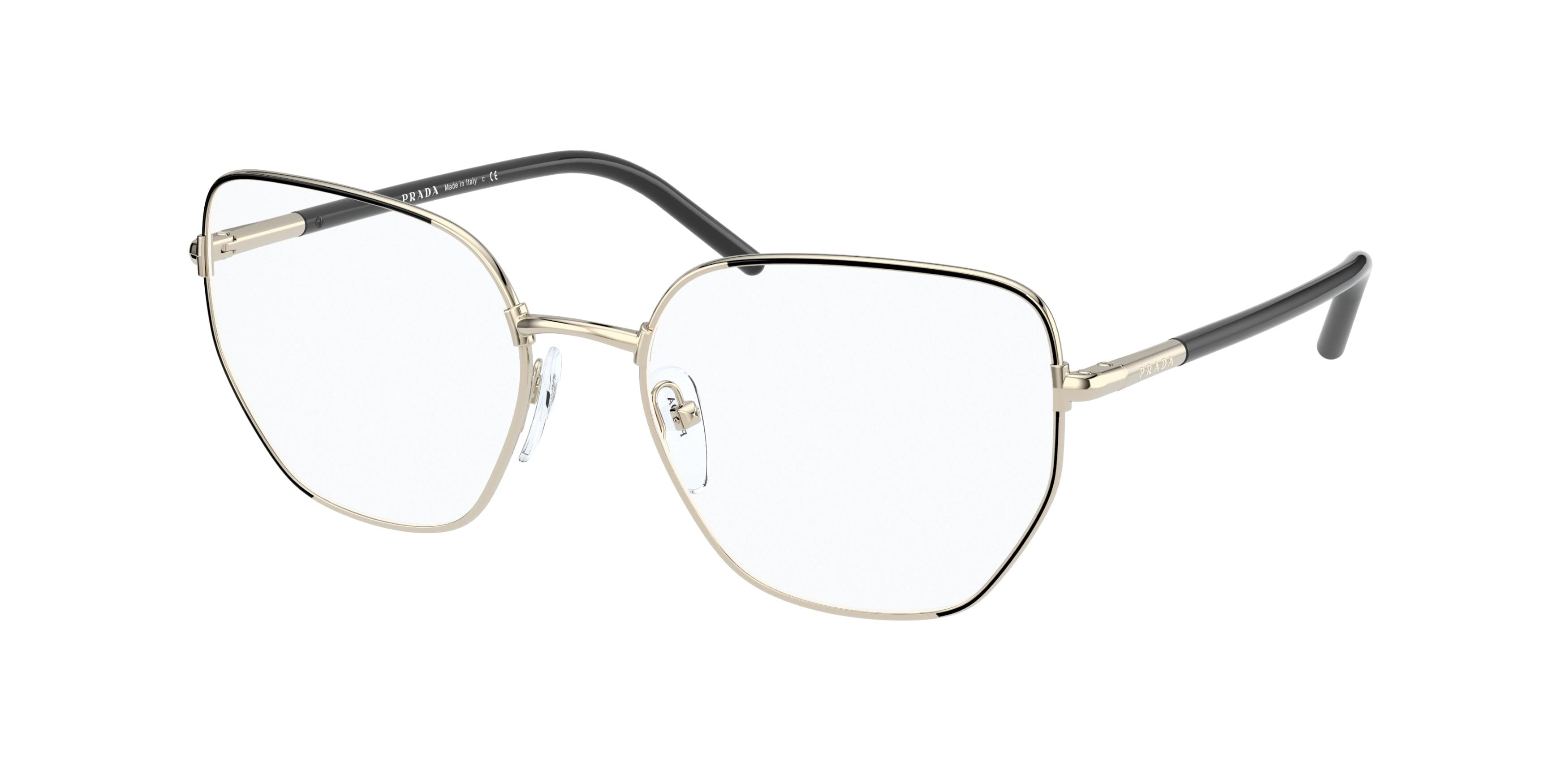 Prada PR60WV Irregular Eyeglasses  AAV1O1-Black/Pale Gold 55-140-18 - Color Map Black