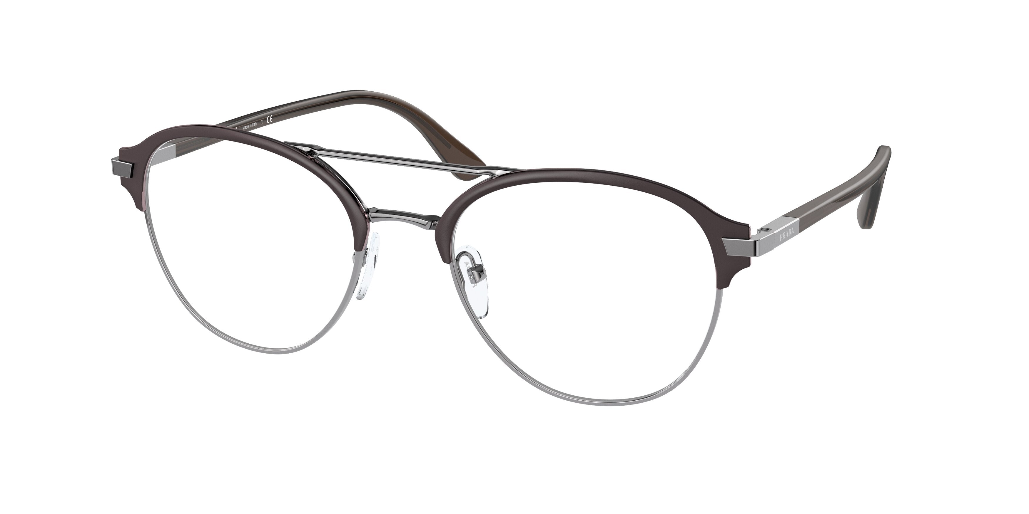 Prada PR61WV Pilot Eyeglasses  02Q1O1-Matte Brown/Gunmetal 53-145-20 - Color Map Brown