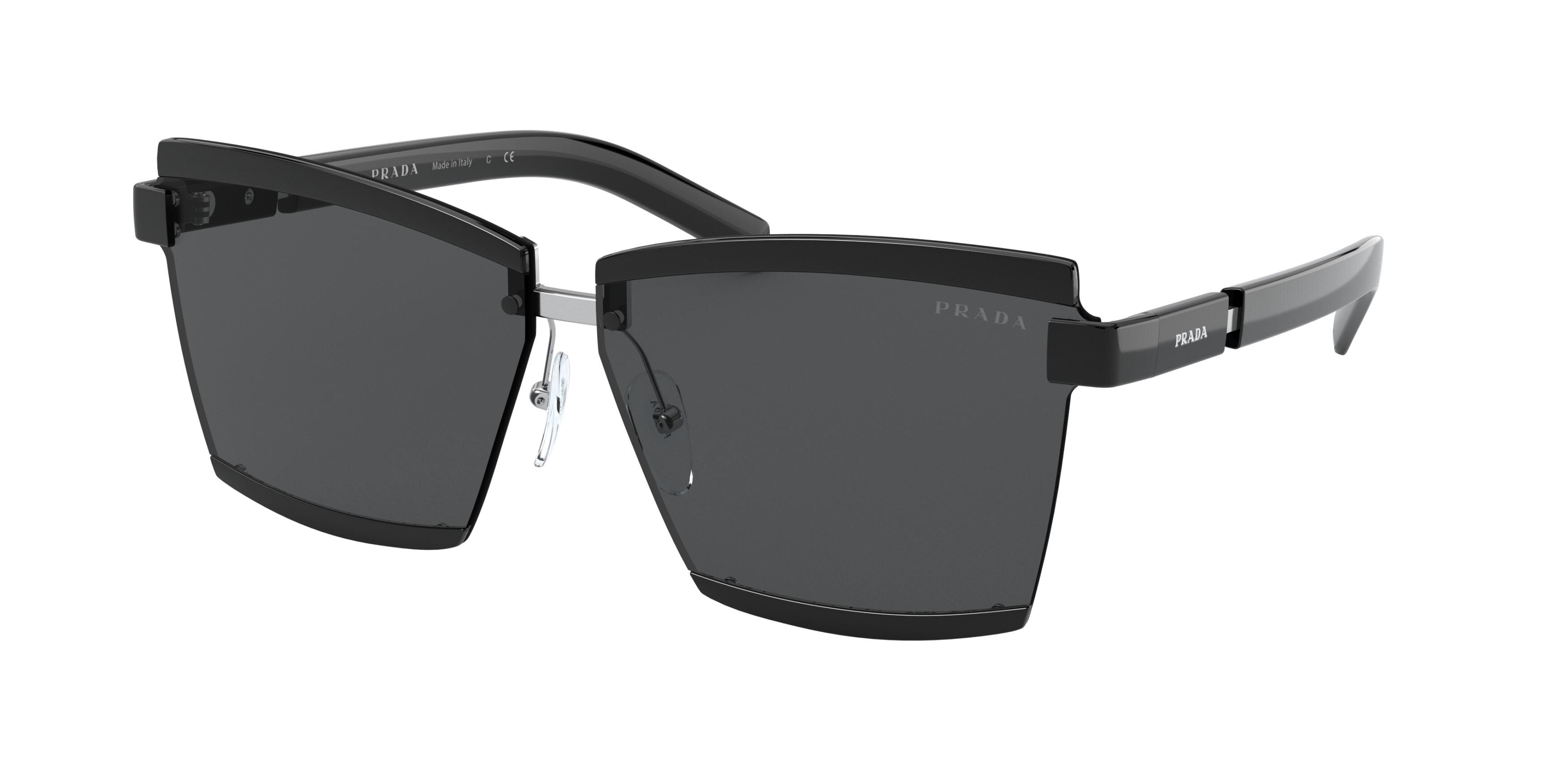 Prada PR61XS Rectangle Sunglasses  1AB5S0-Black 66-145-10 - Color Map Black