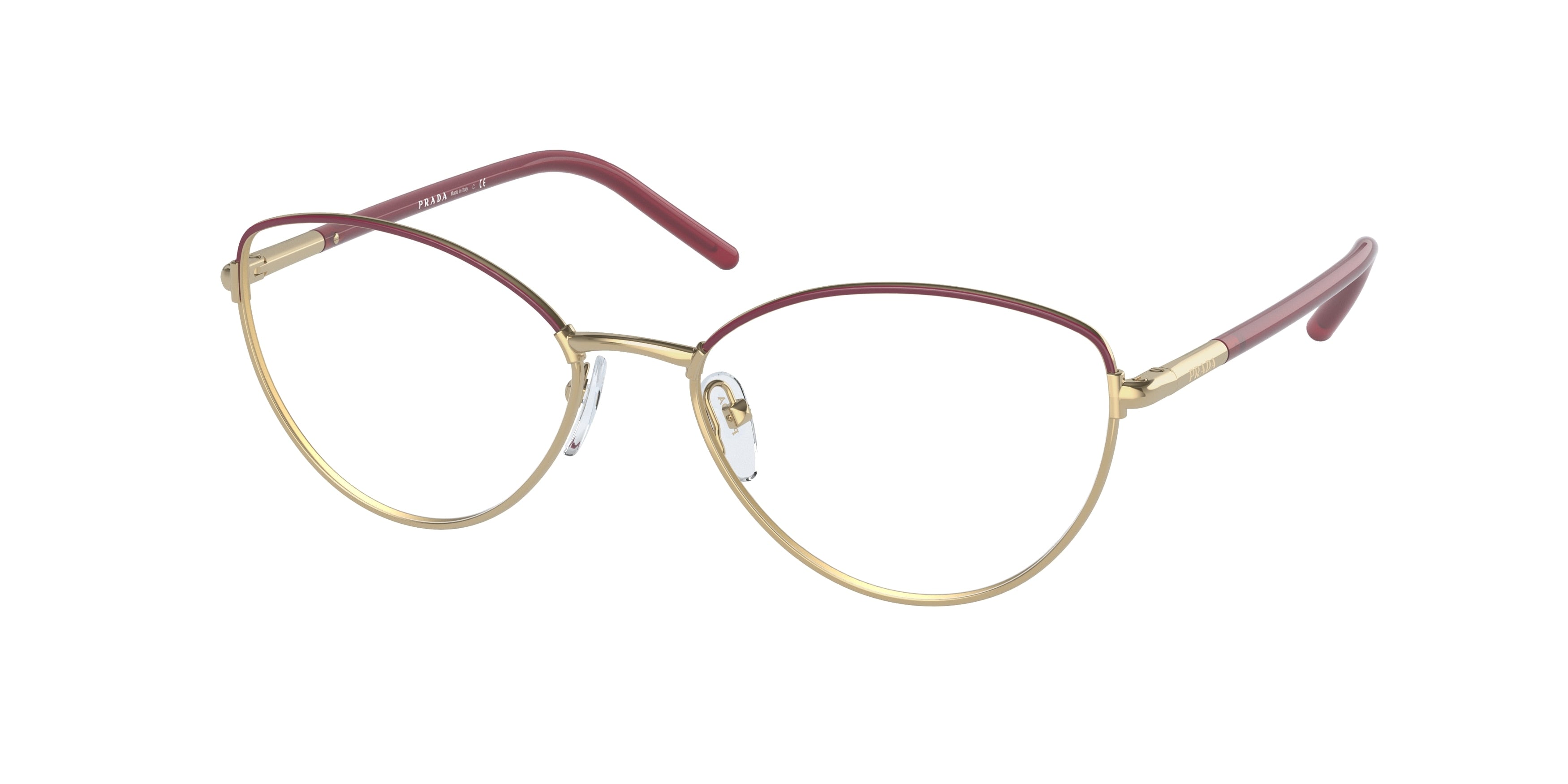 Prada PR62WV Butterfly Eyeglasses  FHX1O1-Bordeaux/Gold 53-140-17 - Color Map Red