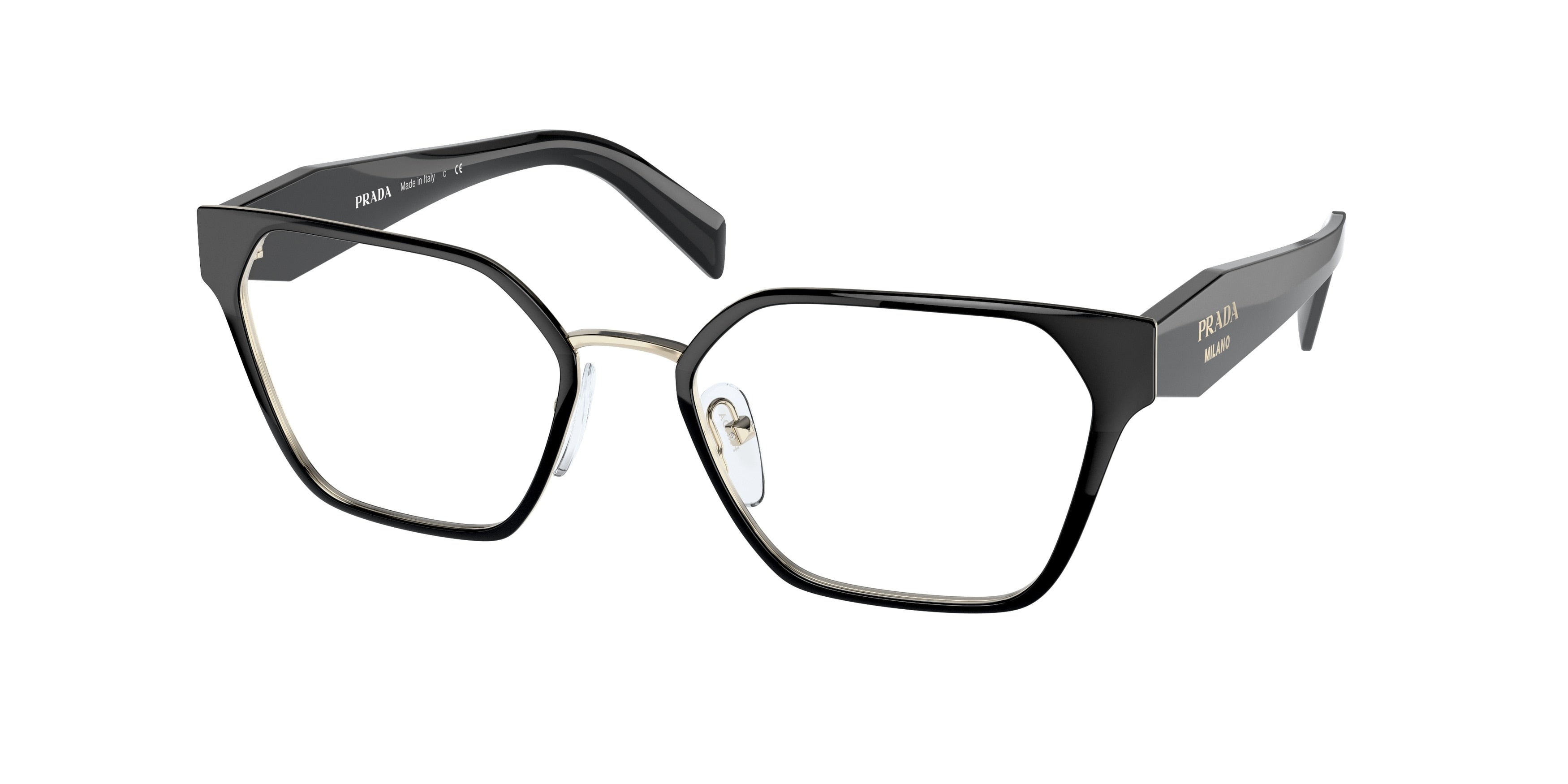 Prada PR63WV Irregular Eyeglasses  1AB1O1-Black 53-140-18 - Color Map Black